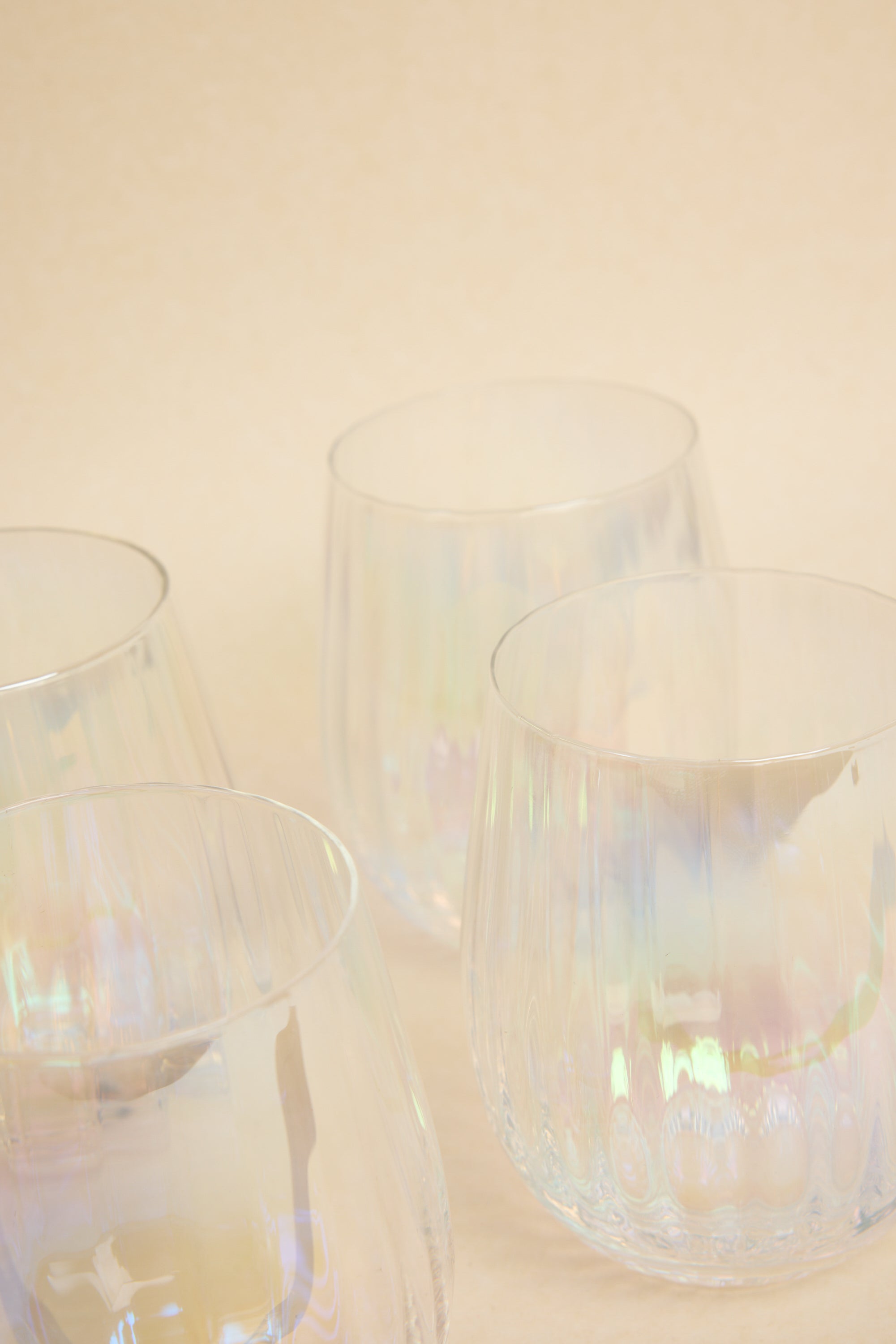 Iridescent Ripple Stemless Wine Glass Set - 16oz Elegant Drinking Glasses for Wine, Cocktails & Juice - Perfect for Parties, Weddings & Home Decor