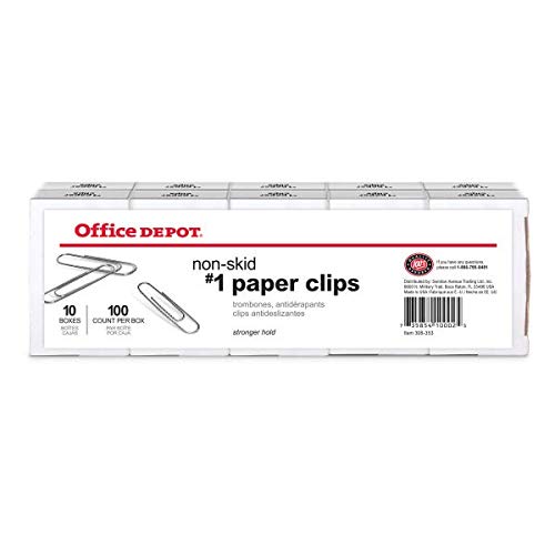 Office Depot Silver Paper Clips - 100 Pack for Office & School Use