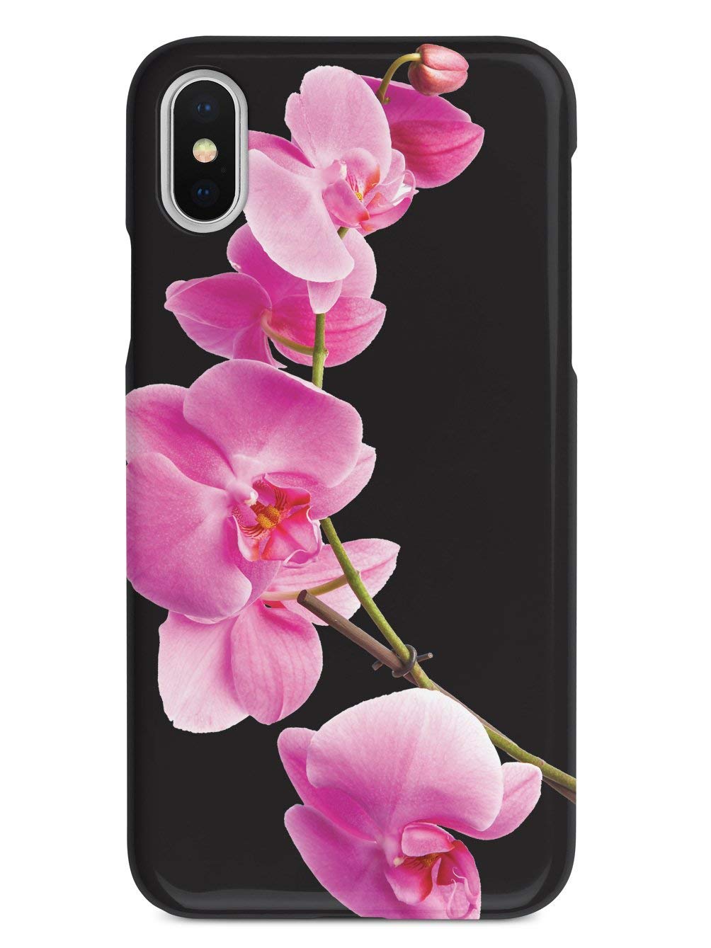 Premium 3D Textured Protective Phone Case for Apple iPhone X/Xs - Pink Orchid & Black Design - Slim Fit Shockproof Cover with Anti-Scratch Technology - Perfect for Daily Use, Travel, and Outdoor Activities