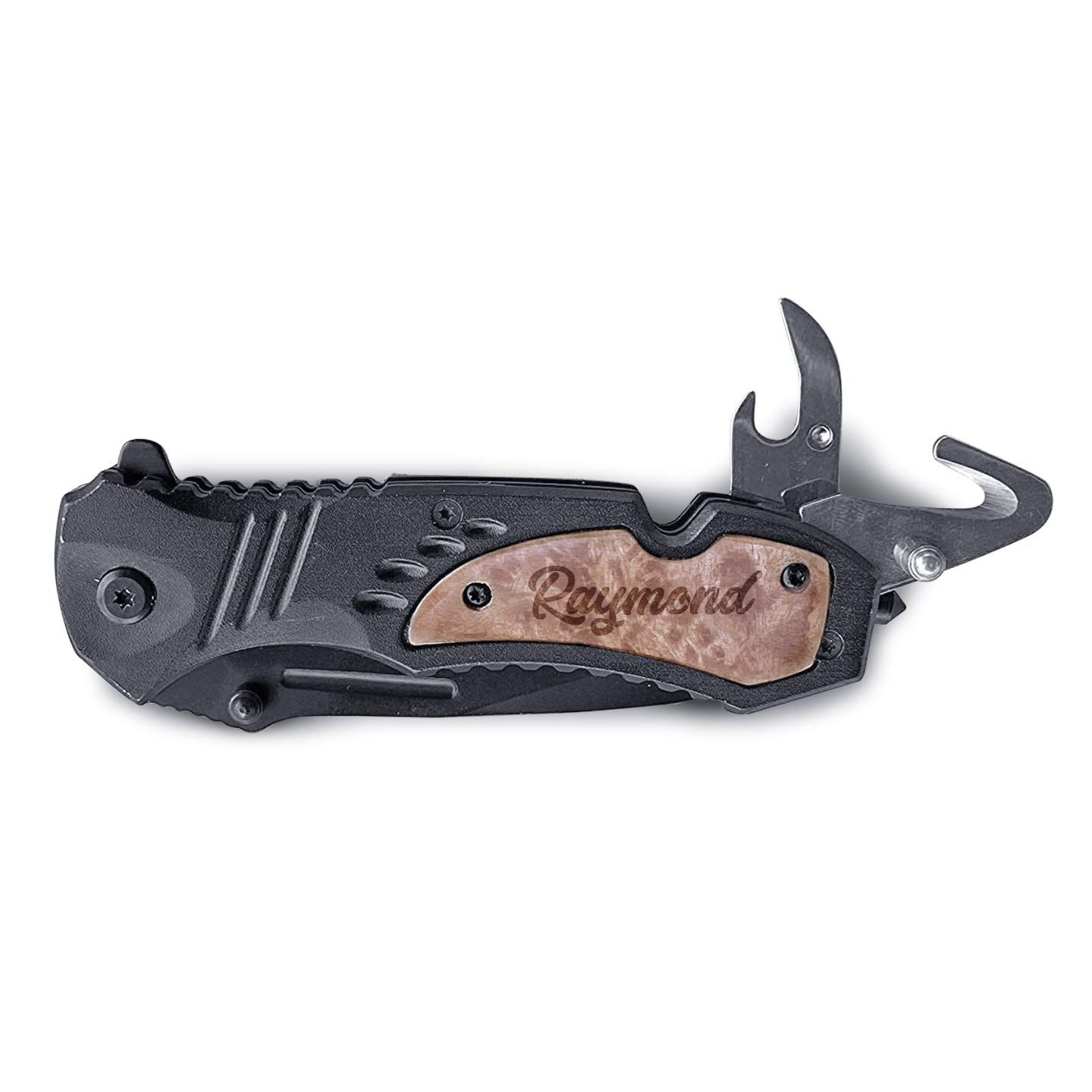 Personalized Engraved Knife with Premium Wood Gift Box - Custom Knife for Men, Perfect for Camping, Hunting & Outdoor Adventures