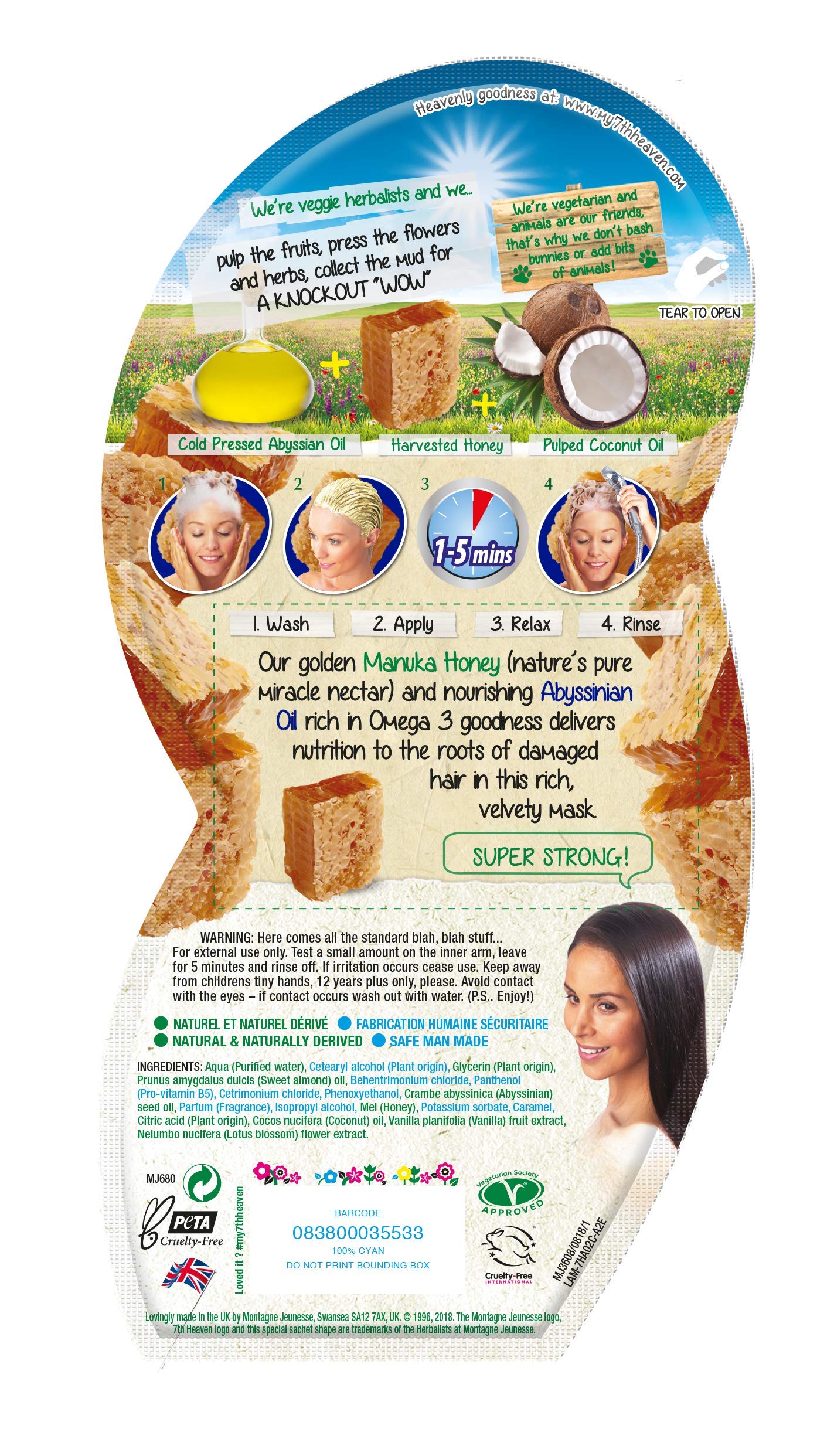 7th Heaven Manuka Honey Hair Mask & Root Rescue Mask with Coconut Oil & Abyssinian Oil - Deep Conditioning Treatment for Dry, Damaged Hair | Strengthens Roots & Repairs Split Ends | Pack of 2 | Perfect for Salon-Quality Hair Care at Home