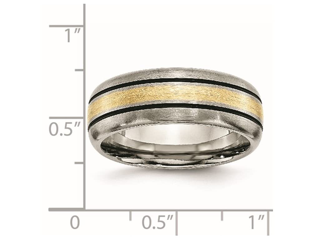 8mm Titanium Wedding Band Ring for Men with 14K Gold Inlay - Durable & Comfortable Wedding Ring for Grooms, Anniversary, and Everyday Wear