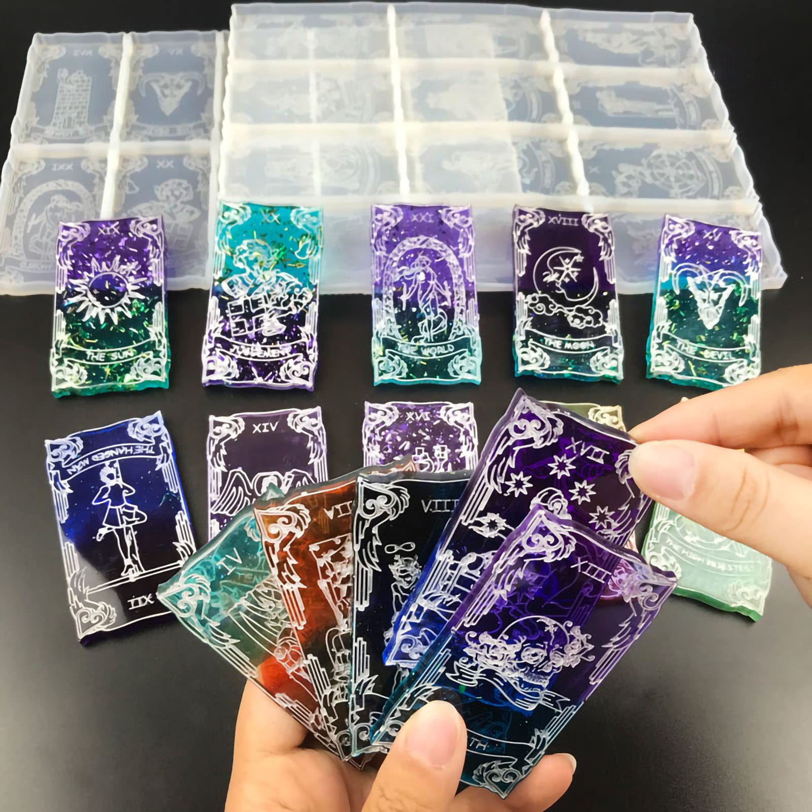 22 Major Arcana Tarot Card Resin Molds for DIY Crafts - Make Unique Tarot Cards, Keychains & Jewelry - Perfect for Wiccan Decor, Spiritual Gifts & Witchy Home Accessories