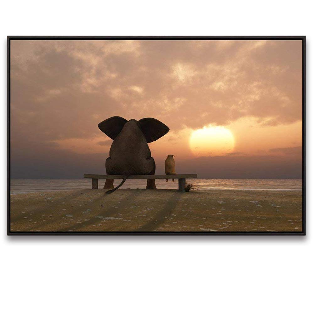 Modern Animal Canvas Prints - Elephant & Dog Wall Art for Home & Office Decor