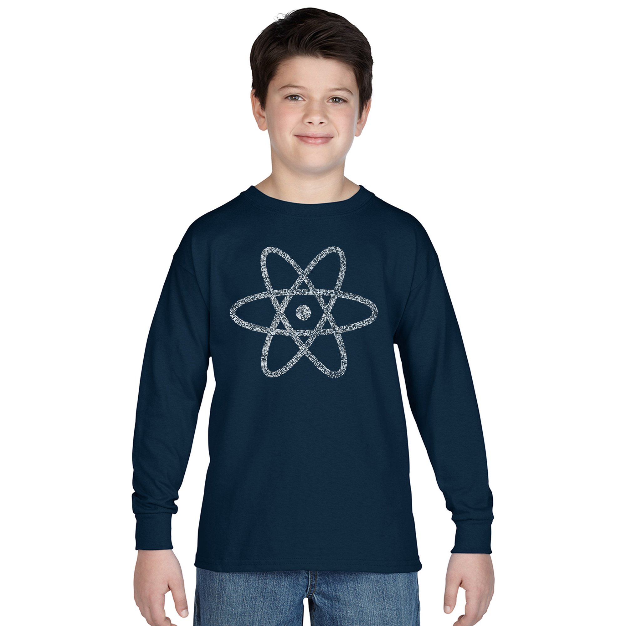 LA POP ART Boys Long Sleeve Graphic T-Shirt with Atom Design - Cool Casual Wear for School, Street Style & Everyday Outfits