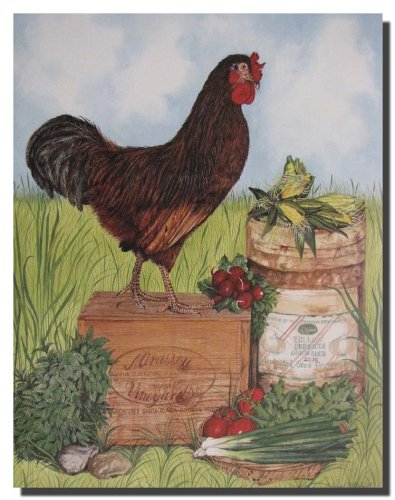 Vintage Mirassou Cockadoodledoo Rooster Wall Art Print - 8x10 Framed Chicken Decor Poster for Kitchen, Farmhouse & Country Style Home Decor
