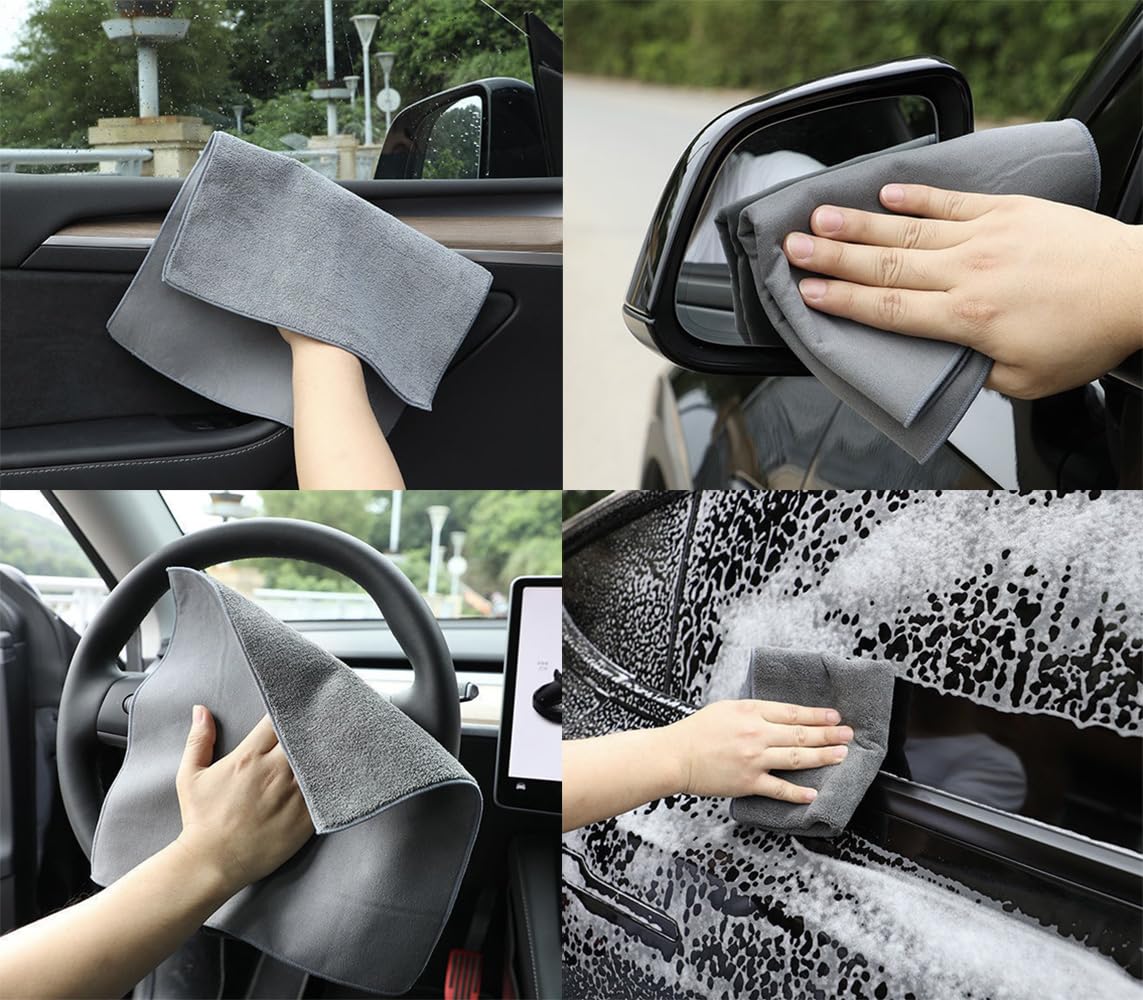 Premium Car Interior Detailing Brush Set - 3 Soft Bristle Cleaning Brushes & Microfiber Towel for Auto Detailing | Gentle Dust Removal for Car Seats, Dashboard, Vents | Perfect for Home, Office, Computer & Keyboard Cleaning