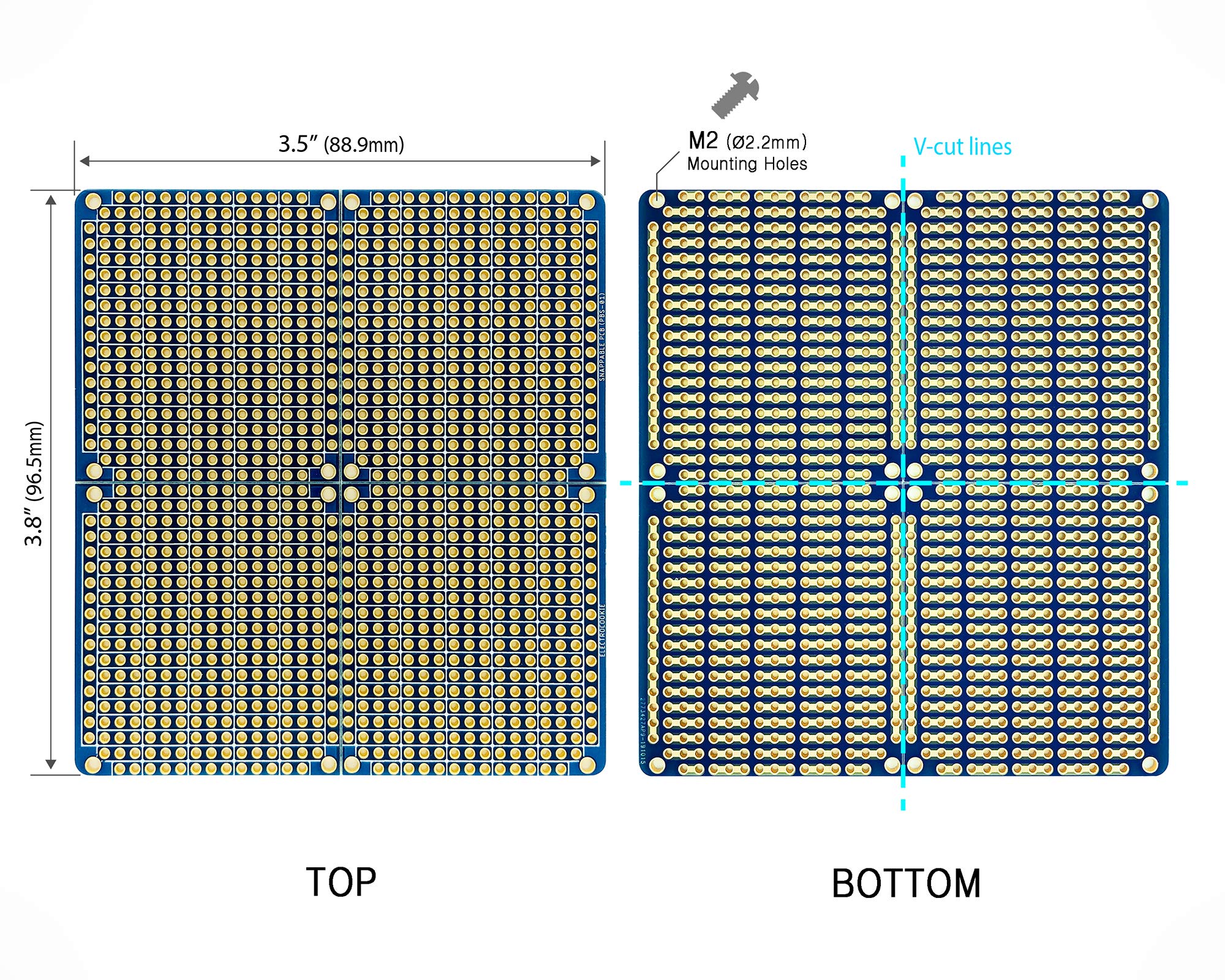 ElectroCookie Snappable PCB Strip Board - 3.8