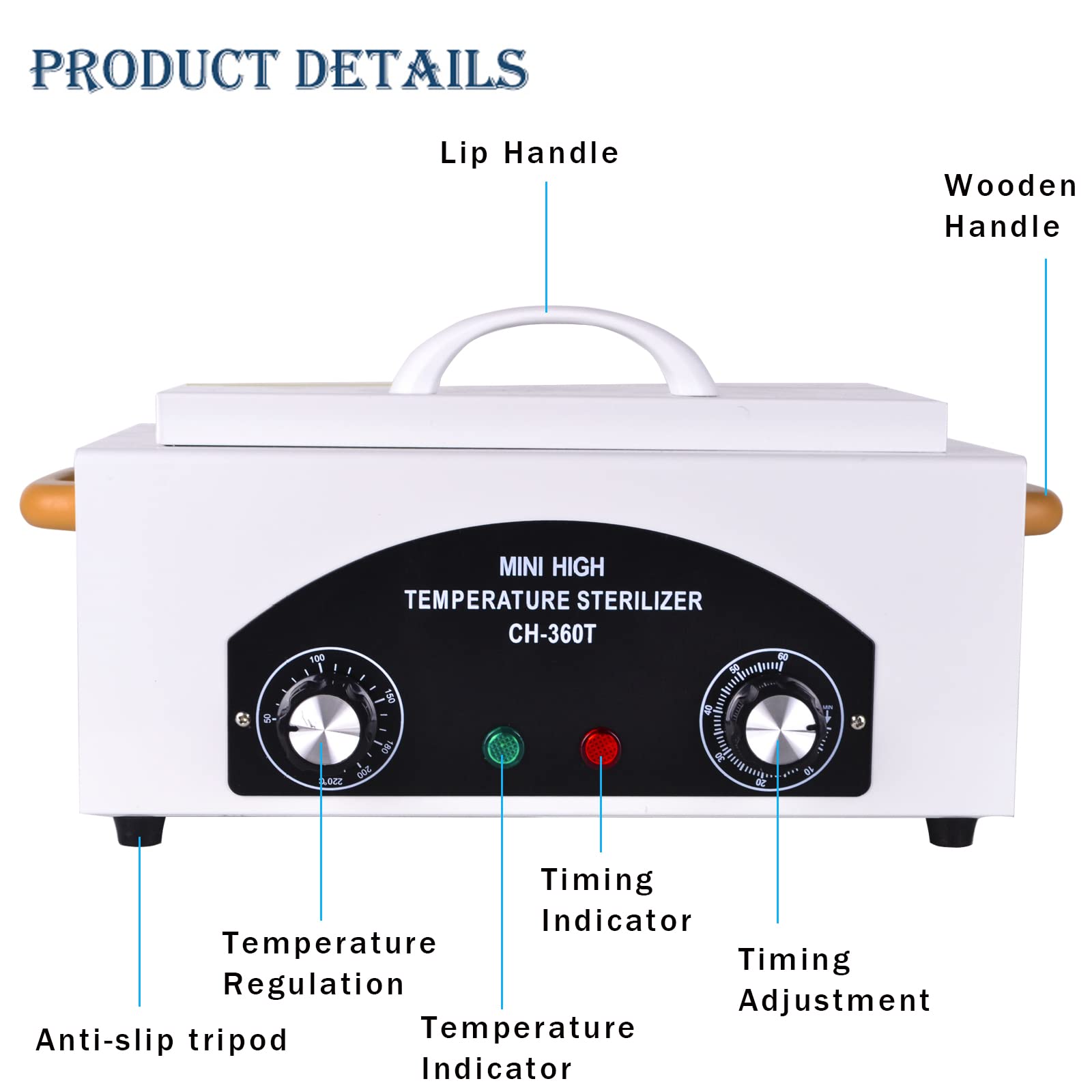 300W 1.5L High Temperature Sterilization Box with Timer - Dry Heat Sterilizer Cabinet for Nail Tools, Spa, Pedicure & Hairdressing Equipment - Includes Stainless Steel Tray & Handle | Perfect for Salon, Clinic & Home Use