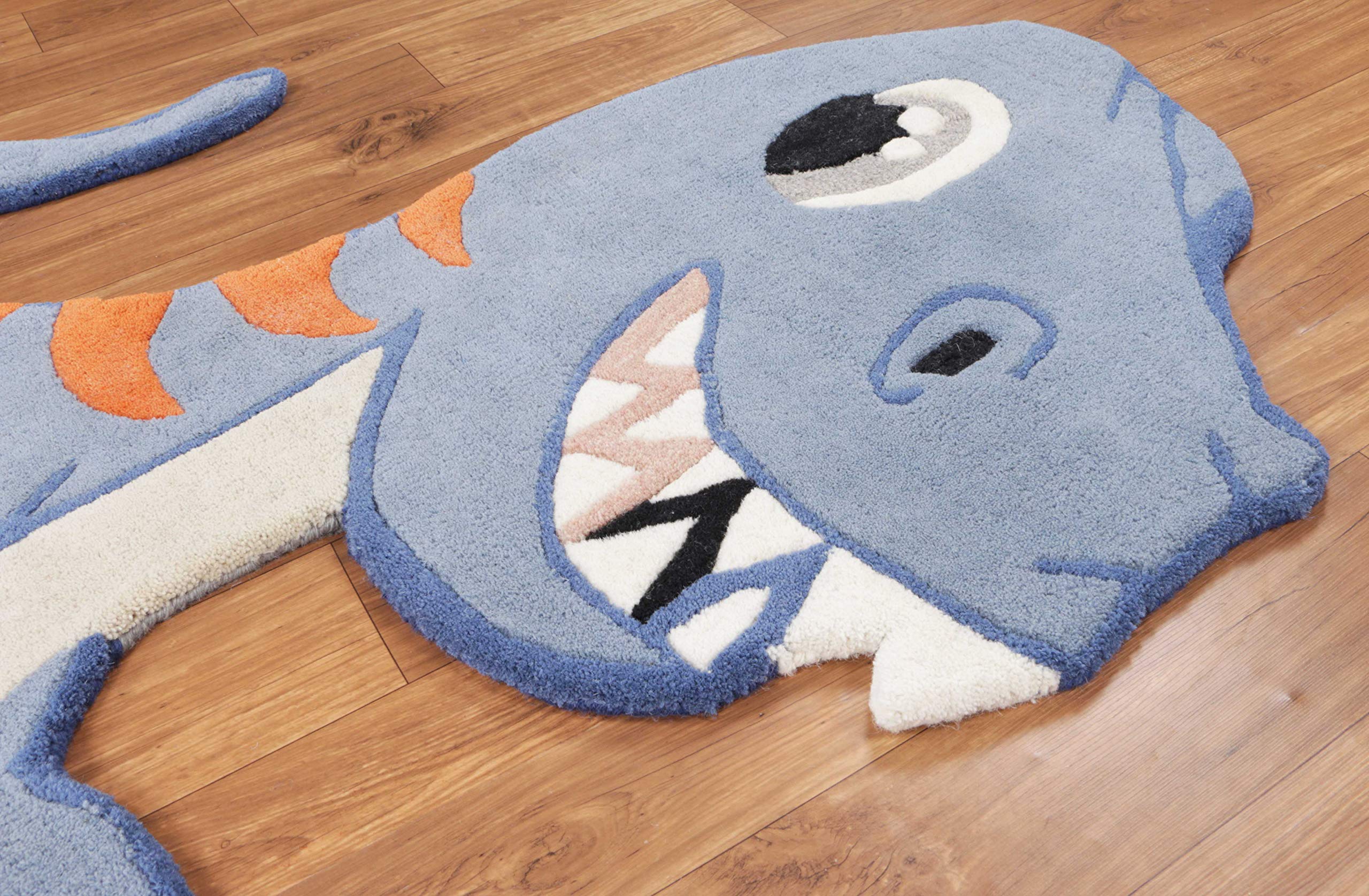 Handmade 100% Wool Dinosaur Tyrannosaurus Blue Skin Rug 3'x5' - Soft & Durable Kids Room Decor for Boys & Girls - Perfect for Nursery, Playroom & Bedroom