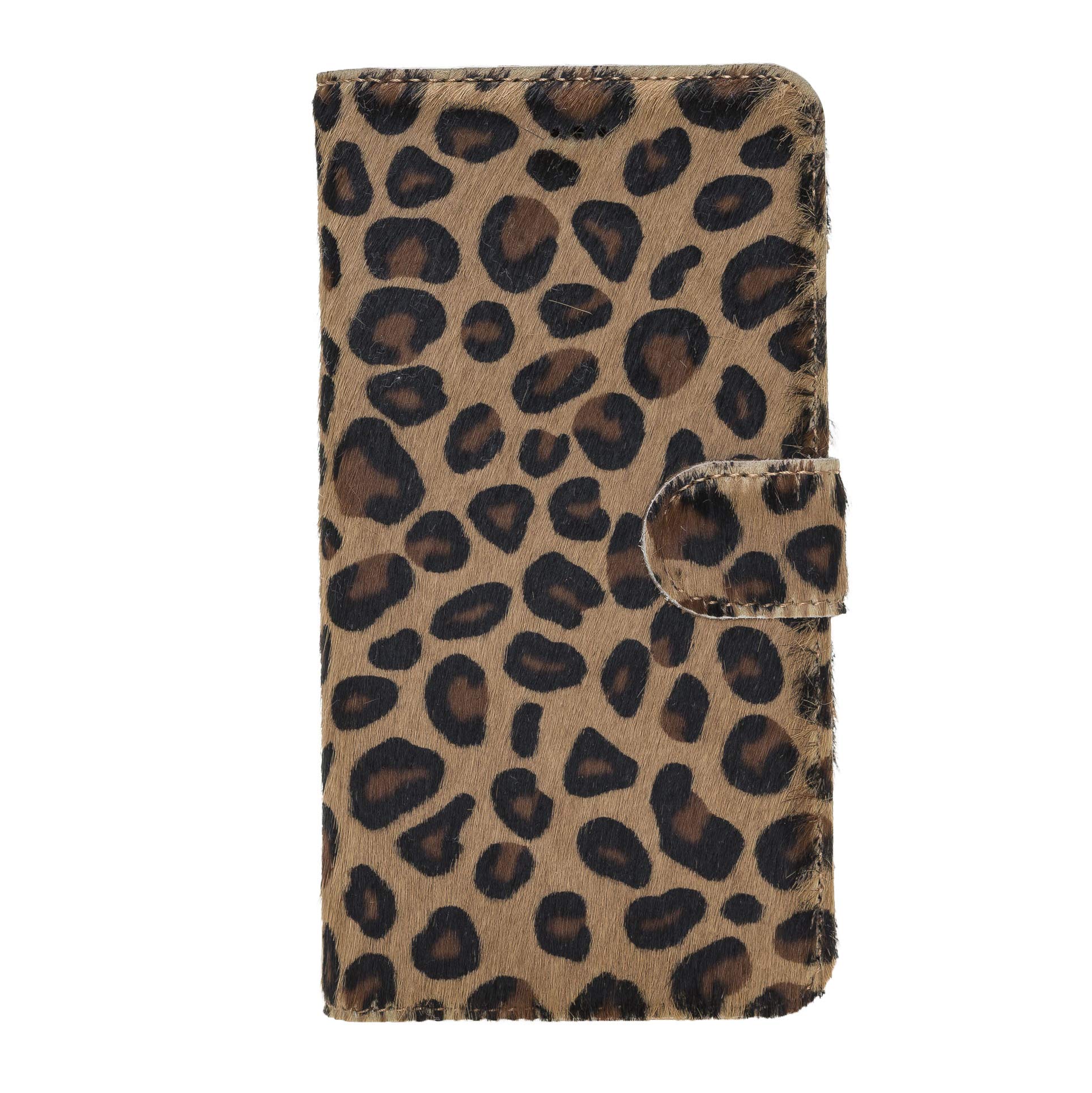 Venito Florence Genuine Leather Wallet Phone Case for iPhone XR - RFID Blocking Technology for Security - Detachable Card Holder - Furry Leopard Print Design - Perfect for Travel, Shopping & Everyday Use
