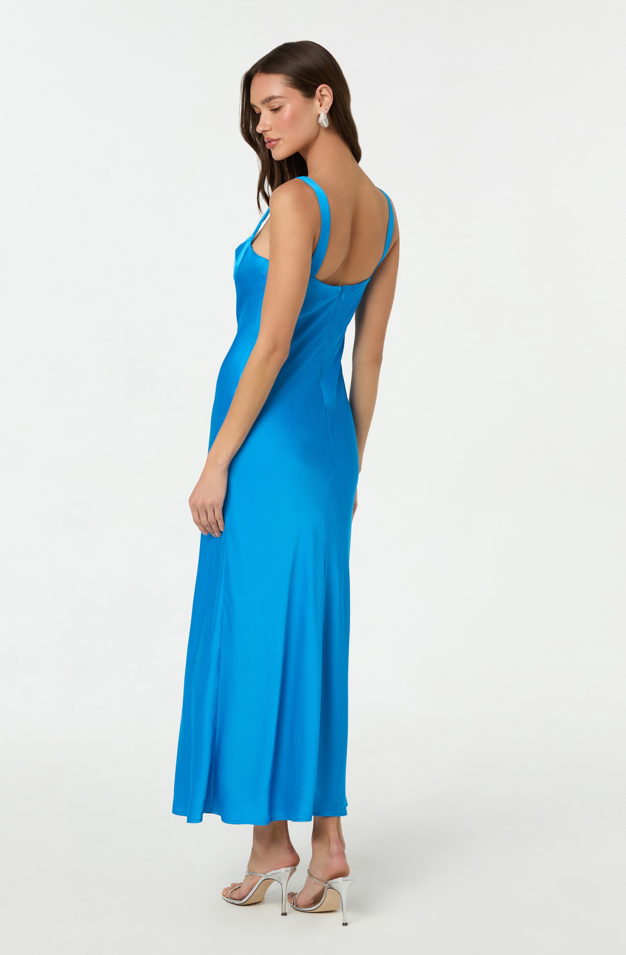 Elegant Stacie Satin Maxi Dress for Women - Flowy Long Evening Gown with Slit - Perfect for Weddings, Parties & Special Occasions
