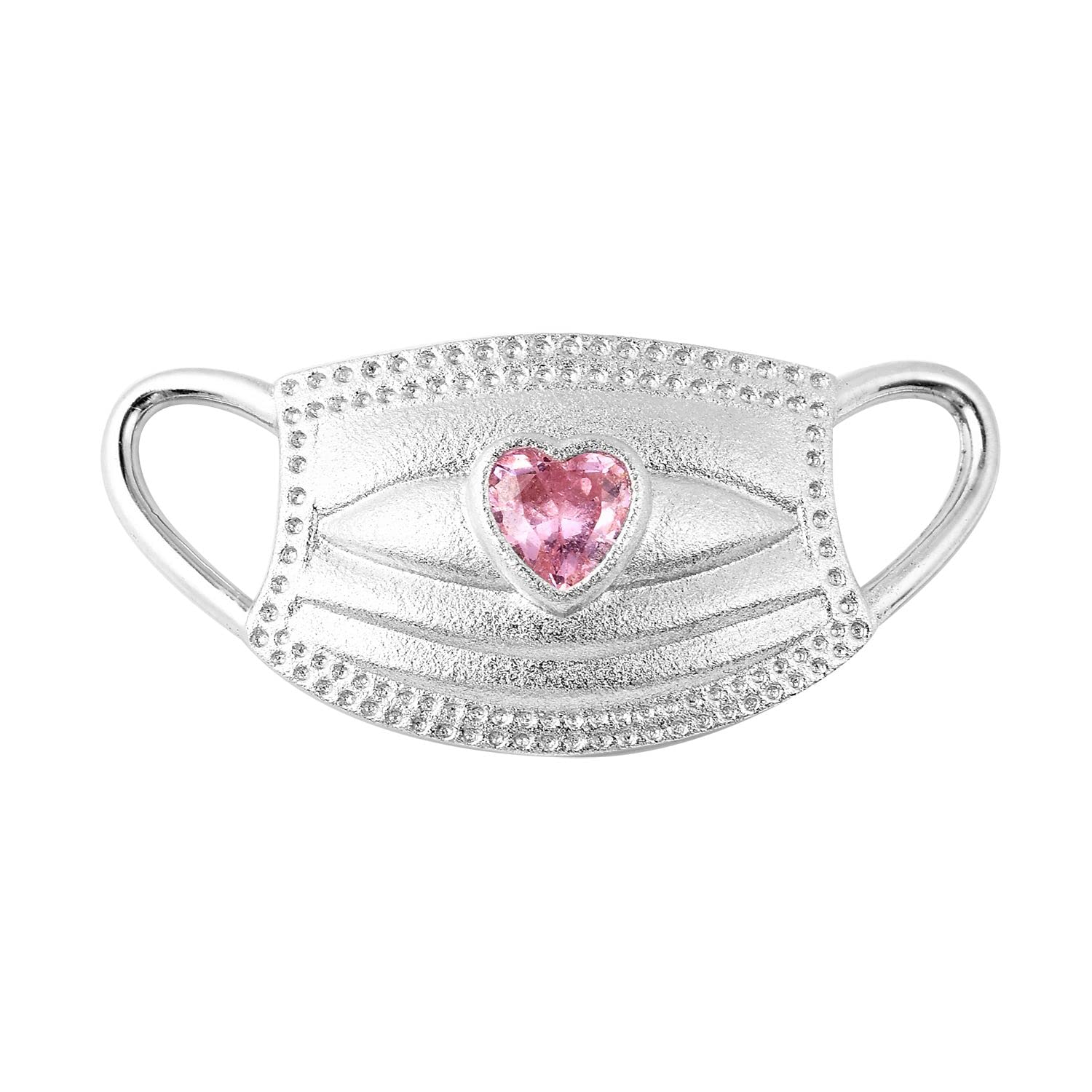 Shop LC Simulated Pink Diamond Charm Mask Pendant - 925 Sterling Silver Jewelry for Women | Perfect Nurse & Doctor Gift for Birthday, Graduation & Appreciation | Medical-Themed Fashion Accessory for Healthcare Workers