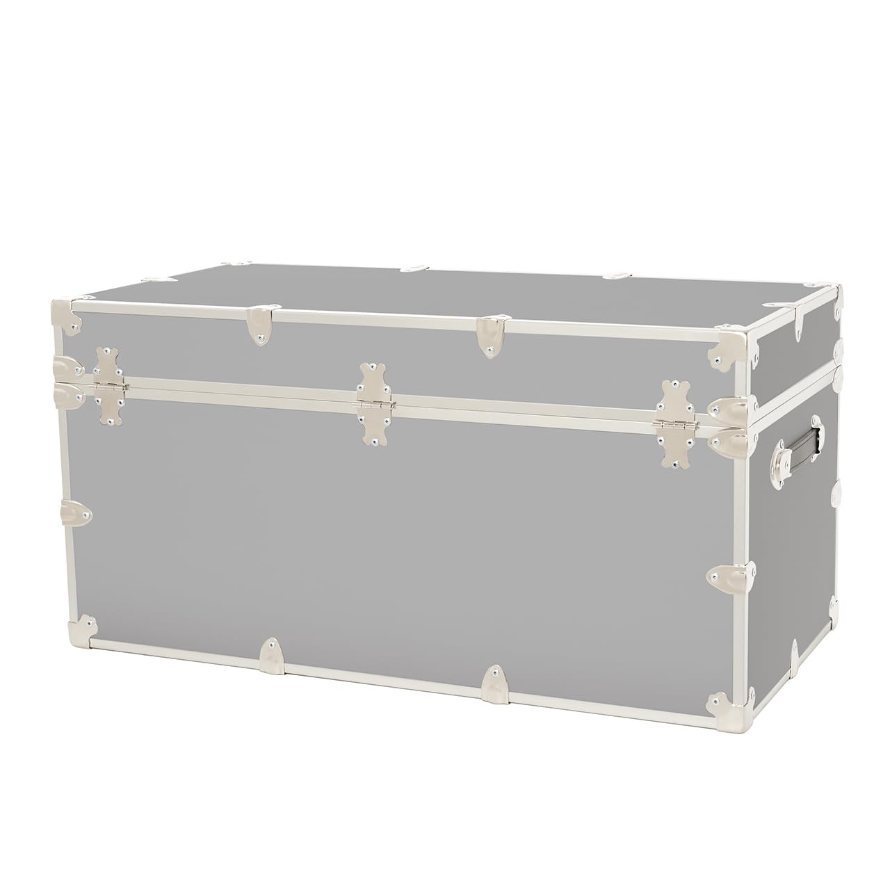 Rhino Heavy-Duty Lockable Leather Embossed Vinyl Trunk - 36x18x18 Inch College Dorm Storage Chest with 1000+ lbs Capacity | Secure Student Footlocker for Dorm Room, Travel & Military Use (Gray)