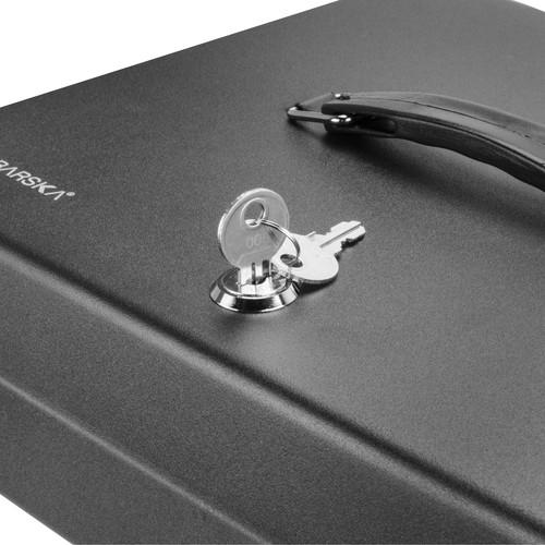 Barska CB13052 12 Standard Fold Out Cash Box with Key Lock - Secure Money Storage for Home, Office, or Retail Business Use