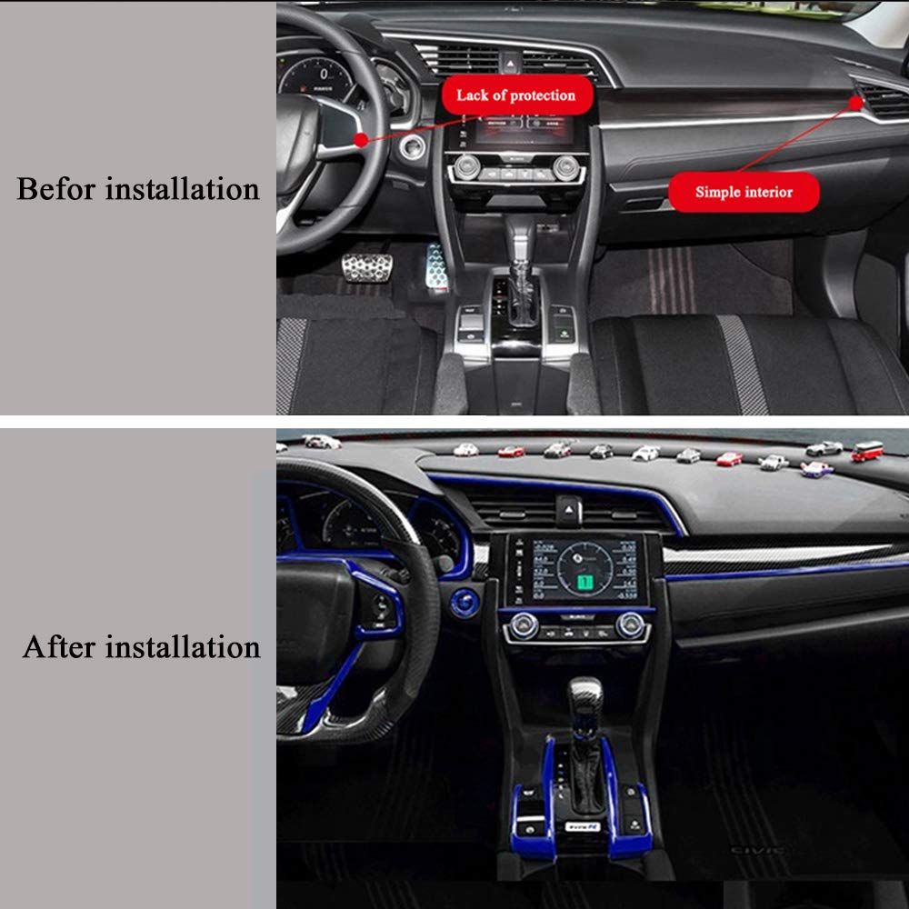 Carbon Fiber & ABS Plastic Gear Shift Panel Trim Cover for 2016-2021 Honda Civic 10th Gen - Automatic Transmission Interior Upgrade (Blue) | Enhance Your Car's Style & Driving Experience