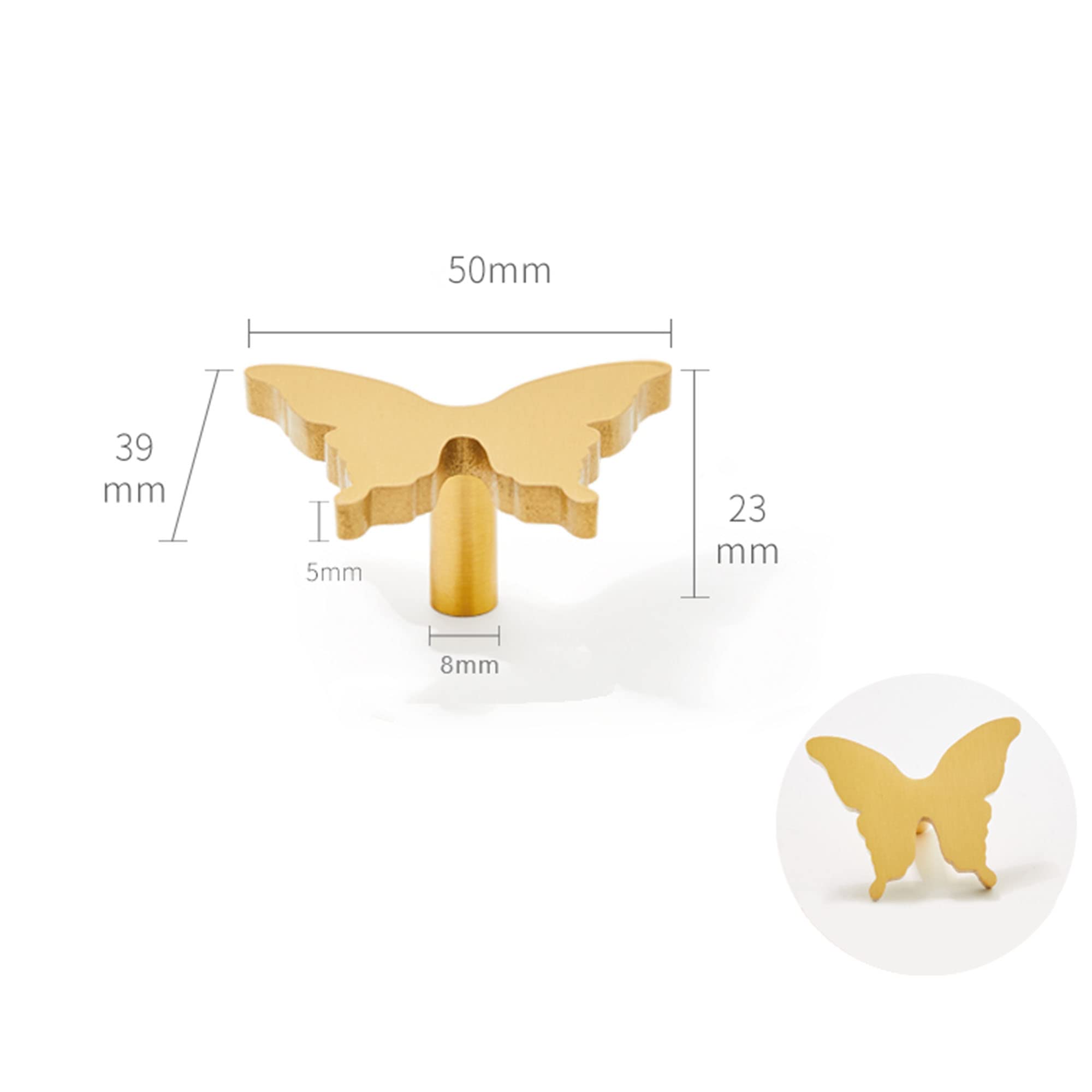 Gold Solid Brass Bear Drawer Knobs and Handles - Cute Animal Cabinet Pulls for Kids Bedroom Furniture - Butterfly Design Door Hardware for Children's Room Decor (Set of 10) - Perfect for Nursery, Playroom, and Toddler Furniture Upgrades