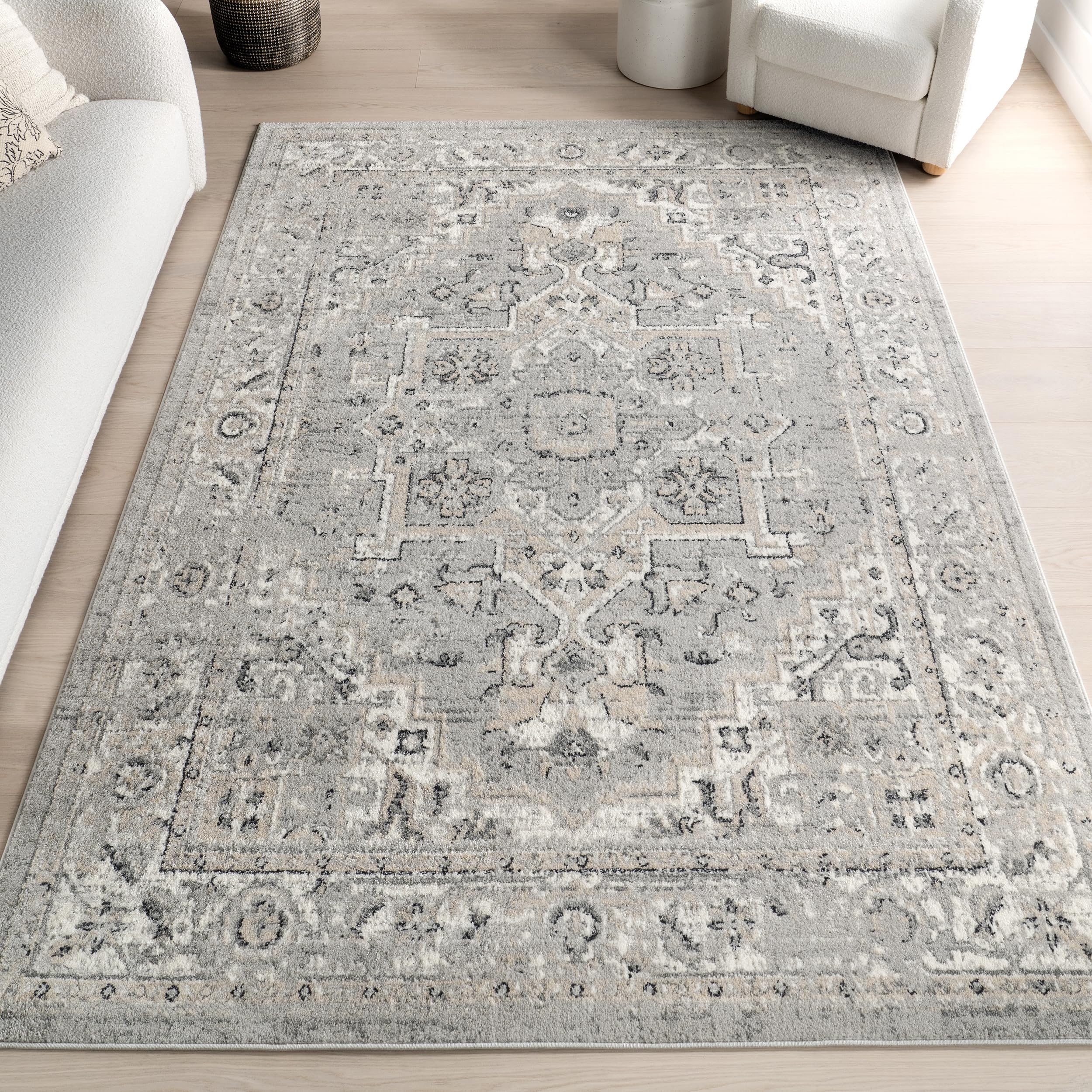 nuLOOM Gena Medallion 13x15 Area Rug - Soft Light Grey/Ivory Modern Medallion Pattern - Perfect for Living Room, Bedroom, Dining Room & Kitchen Decor - Adds Elegance to Any Home Interior