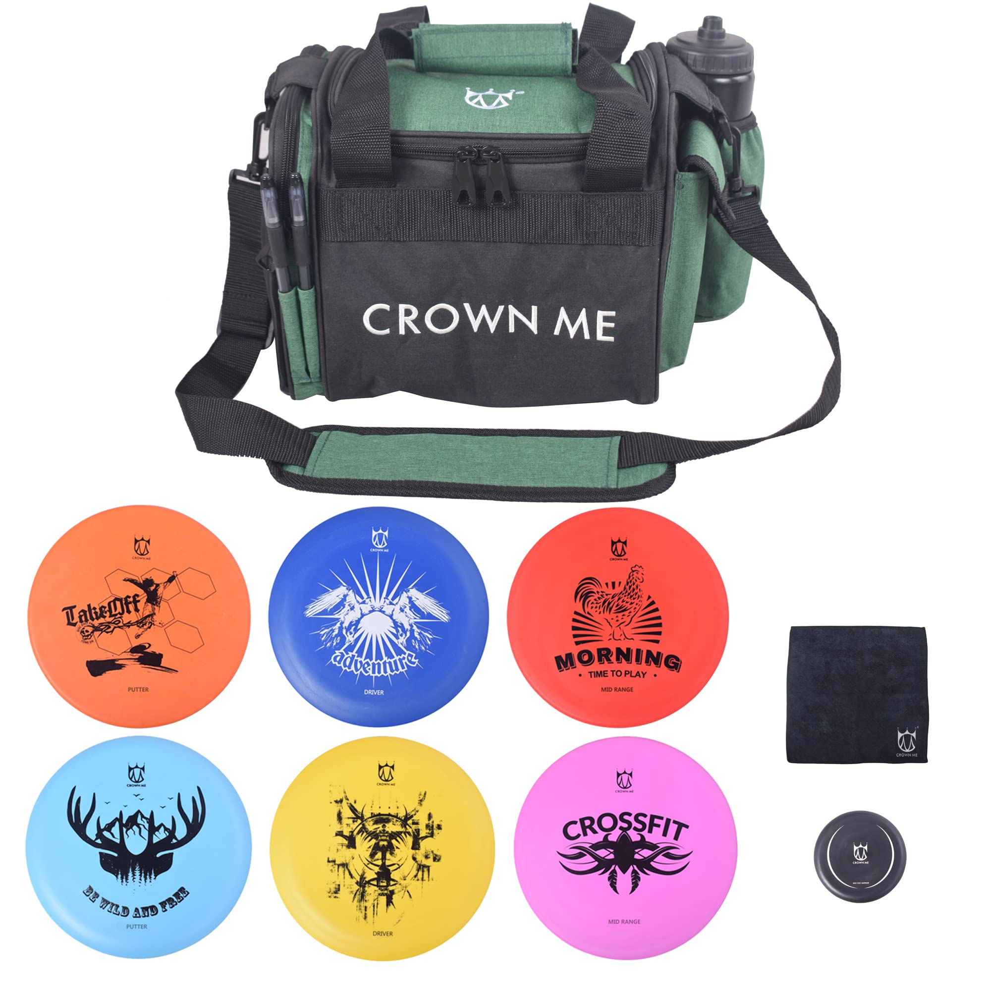 CROWN ME Disc Golf Starter Set - 6 Discs, Bag & Accessories for Beginners | Outdoor Sports