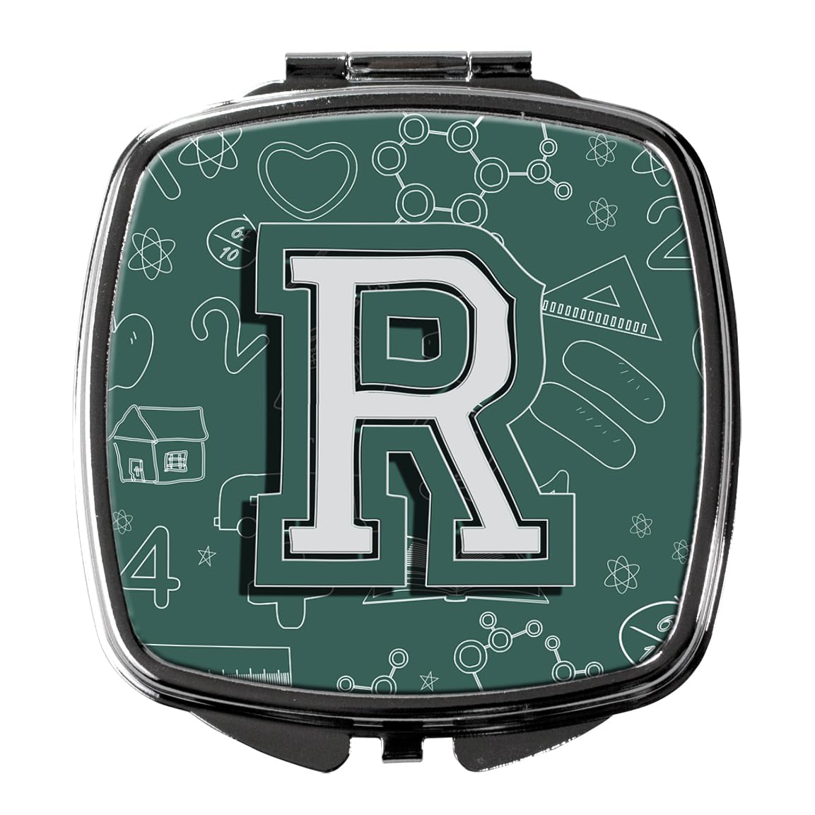 Letter R Compact Mirror - Decorative Travel Makeup Mirror for Women & Girls | Back to School Gift, Pocket-Sized Folding Handheld Mirror | Perfect for School, Travel, and Daily Makeup Touch-Ups