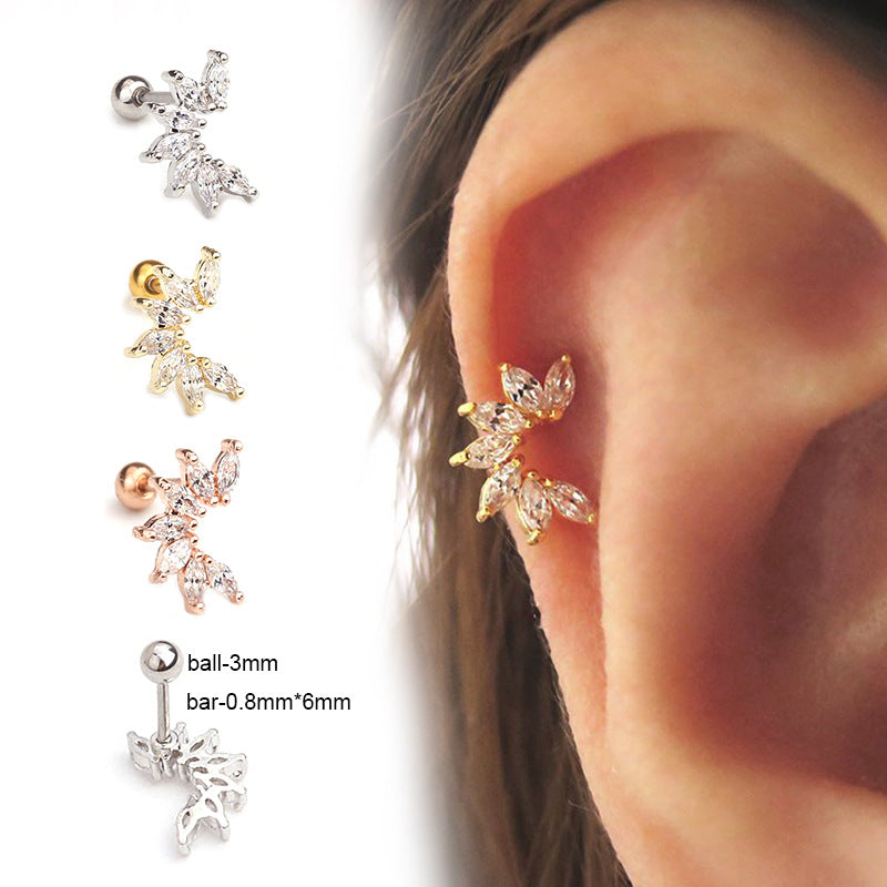 20G Cartilage Curved Stud Earrings - Flat Back Hypoallergenic Crown Earrings for Women | HSPJ1903 | Perfect for Pierced Ears, Daily Wear & Special Occasions