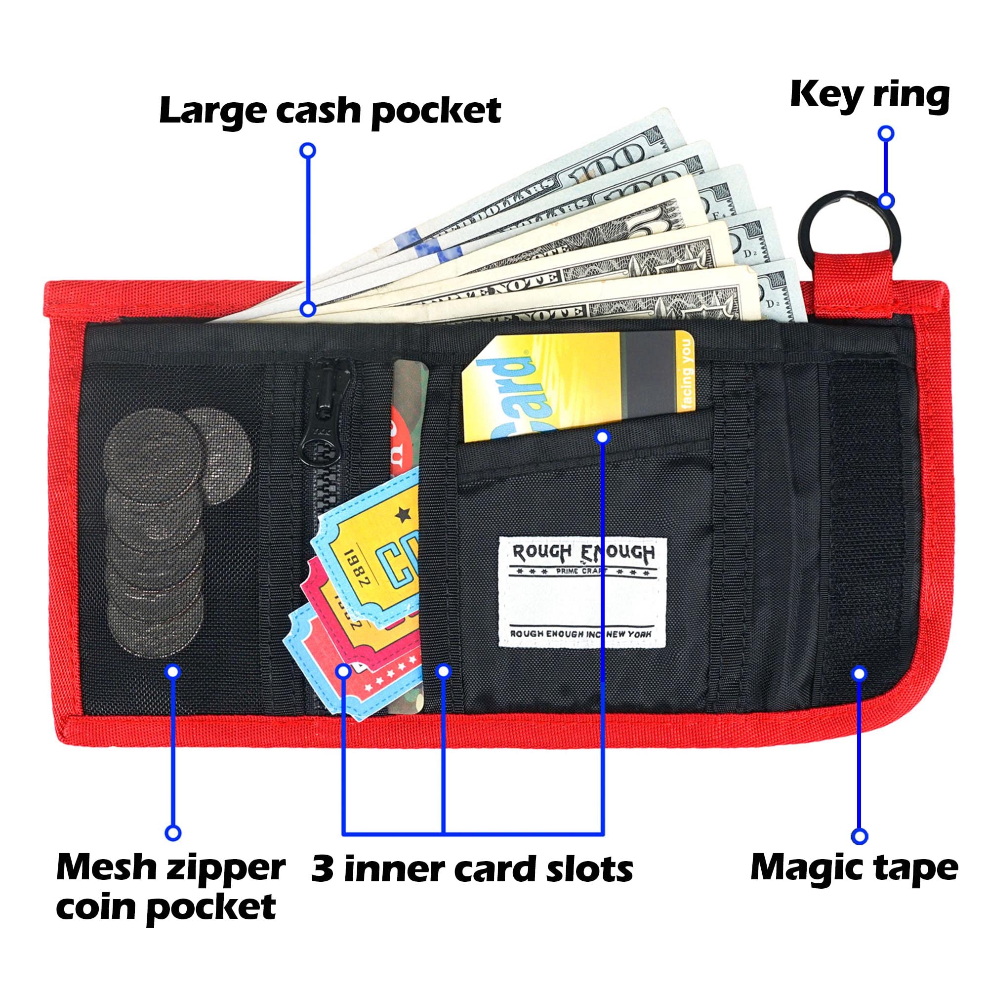 Rugged Kids Wallet for Boys & Teens - Durable Cordura Fabric with Neck Lanyard & Keychain Ring - Perfect for School, Travel & Outdoor Adventures