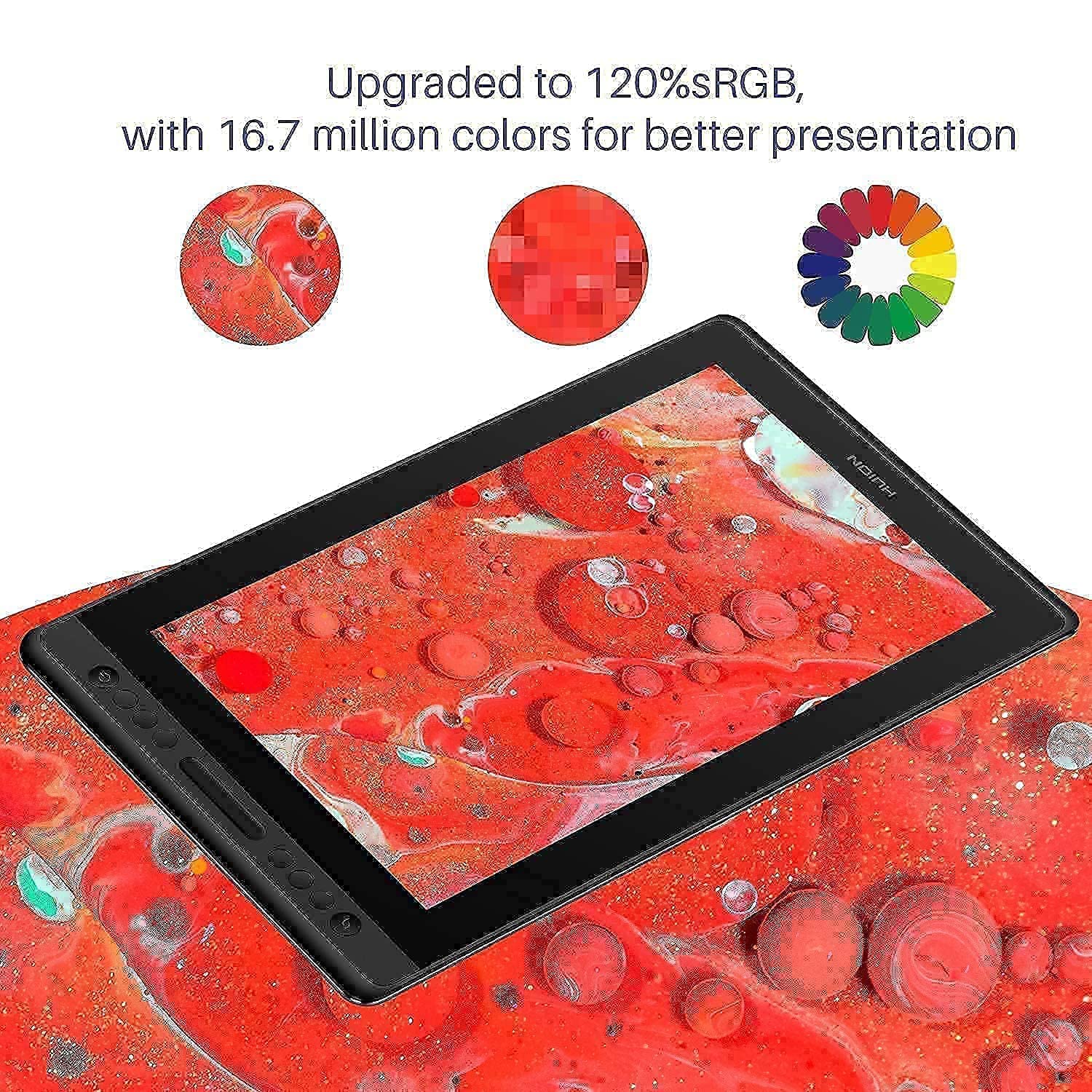HUION KAMVAS Pro 16 Drawing Tablet with Screen - 15.6 Inch Graphic Monitor with Full Laminated Anti-Glare Glass, 6 Customizable Shortcut Keys & Adjustable Stand - Digital Art Tablet for Artists, Designers, Illustrators - Perfect for Digital Painting, Animation, Photo Editing on Windows/Mac/Linux