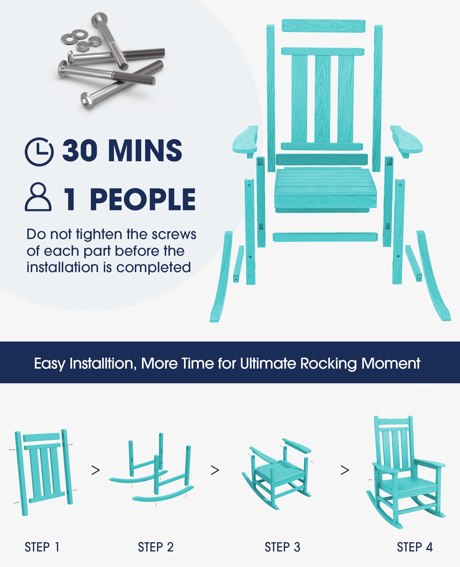 KINGYES 2-Piece Outdoor Patio Rocking Chair Set - Durable Wicker Rattan Furniture for Porch, Garden, Deck - Comfortable Weather-Resistant Lounge Chairs (Aruba Style) - Perfect for Relaxing, Sunbathing & Backyard Gatherings