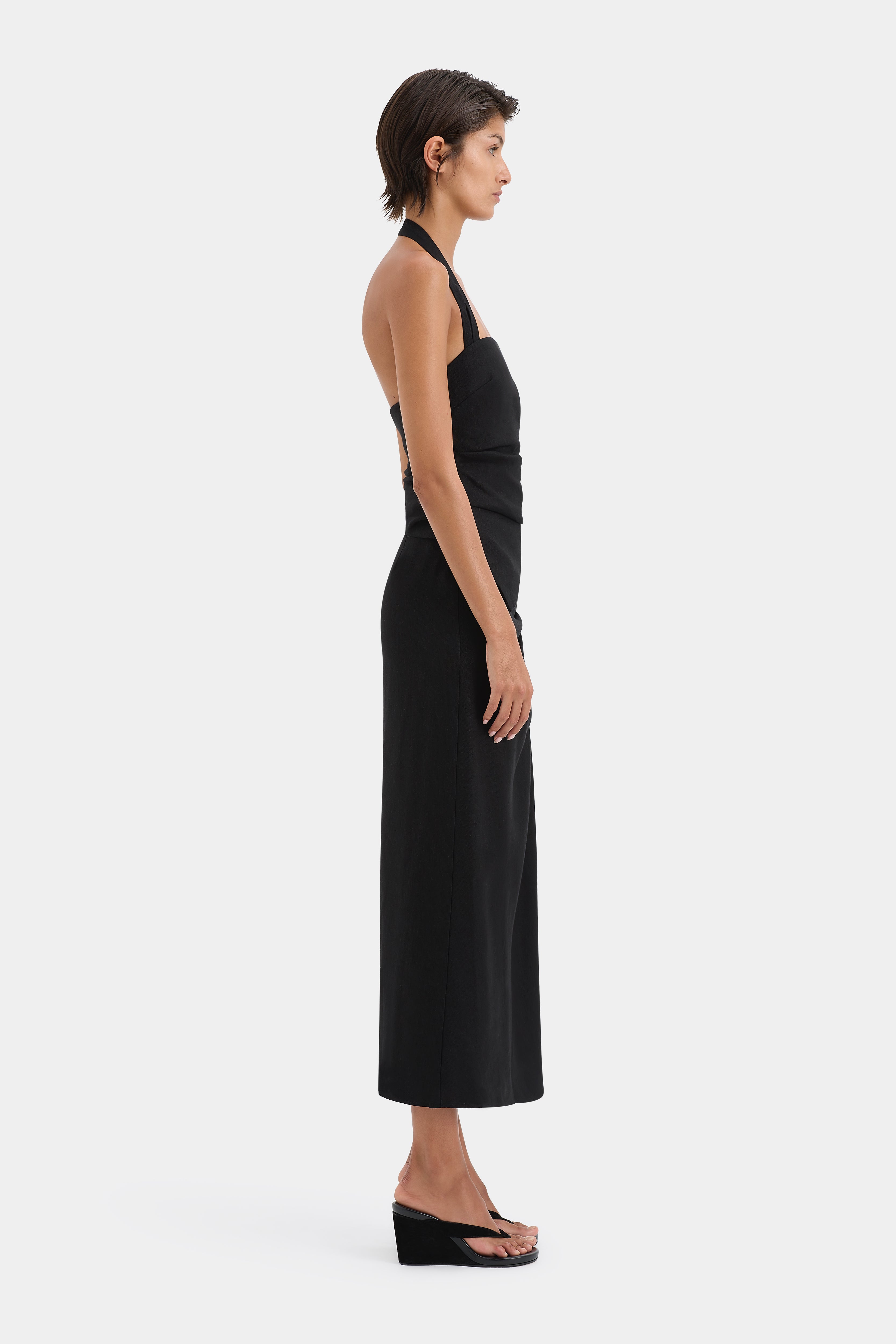 Elegant Dorian Ruched Midi Skirt for Women - Stretchy High Waist Bodycon Pencil Skirt - Perfect for Office, Party & Date Night