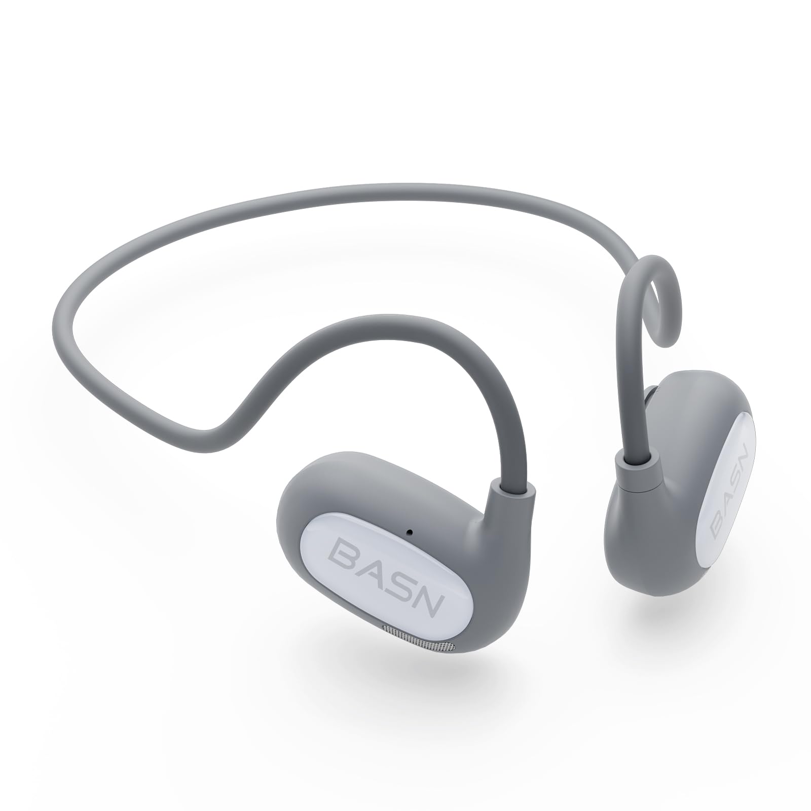 BASN AirS1 Open Ear Bluetooth Headphones - Wireless Air Conduction Headset with 16.2mm Driver, HiFi Sound, ENC Mic for Clear Calls, IPX5 Waterproof - Ideal for Running, Cycling, Hiking & Outdoor Sports (Gray-White)