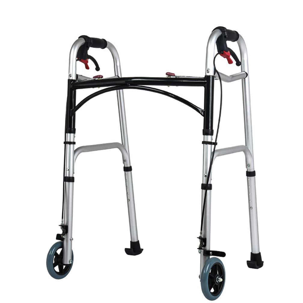 ELQ Folding Lightweight Aluminum Walking Frame with Adjustable Height - Padded Seat, Lockable Brakes & Ergonomic Handles - Mobility Aid for Elderly & Disabled - Perfect for Indoor/Outdoor Use & Physical Therapy