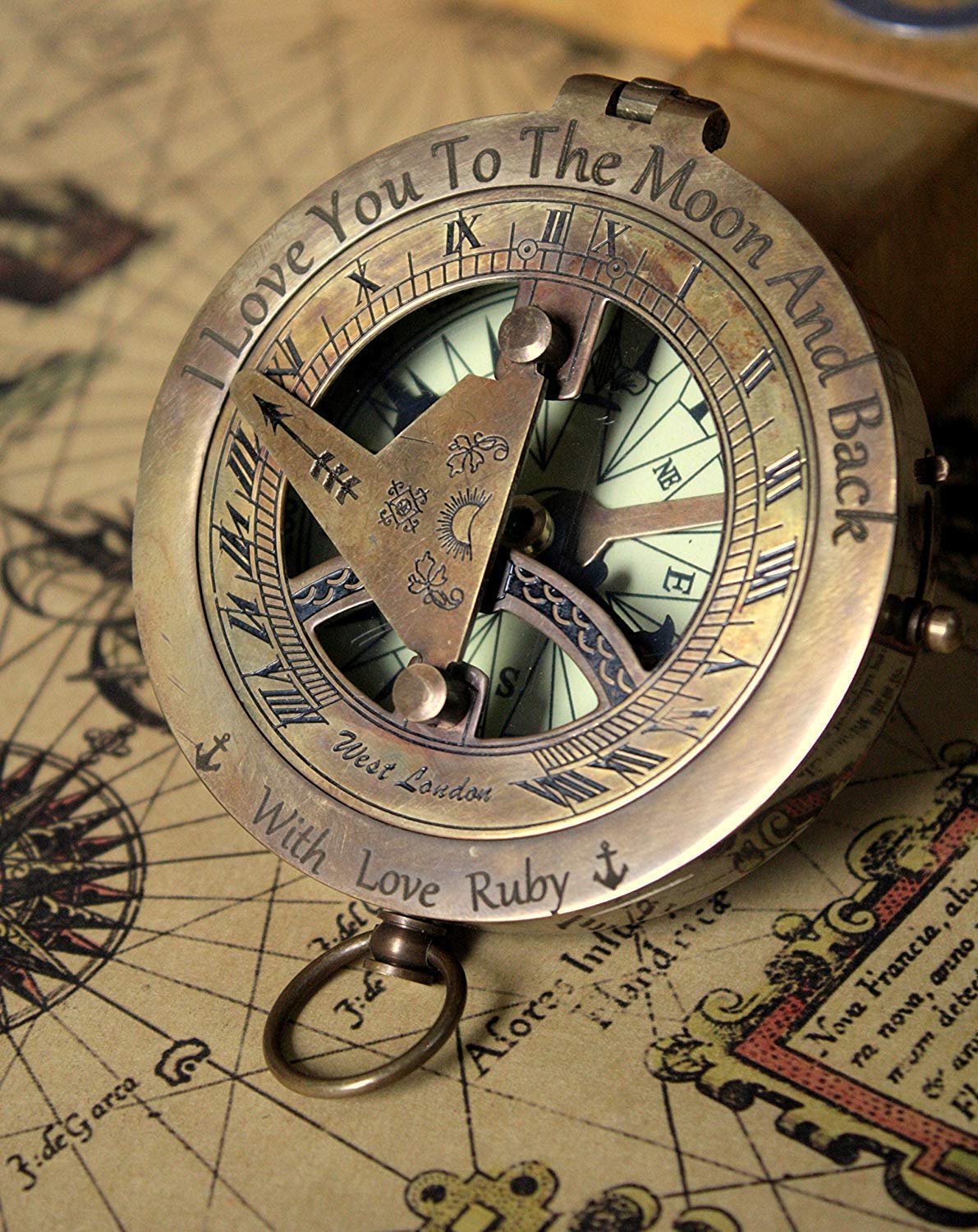 Personalized Engraved Sundial Compass - Unique Gift for Dad, Christmas, New Year, Graduation, Anniversary | Perfect for Outdoor Adventures, Hiking, Camping & Travel Gifts