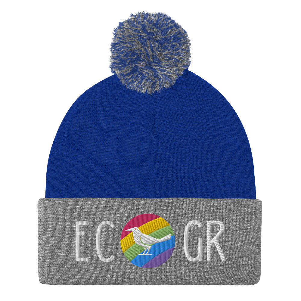 East Co. Grackles Pom Beanie - Stylish Winter Hat for Men & Women - Warm Knit Beanie with Faux Fur Pom - Perfect for Outdoor Activities, Skiing, and Casual Wear