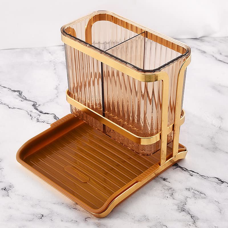 Wall Mount Chopstick Holder with Drain Tray - Kitchen Utensil Organizer for Chopsticks, Forks, Spoons & Knives - Perfect for Countertop, Sink & Dining Table Organization