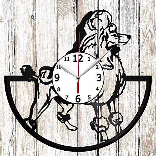 Handmade Poodle Vinyl Record Wall Clock - Unique Black Fan Art Decor for Home, Office & Music Lovers | Perfect Gift for Dog Lovers & Vinyl Collectors | Wall Decor for Living Room, Bedroom & Studio