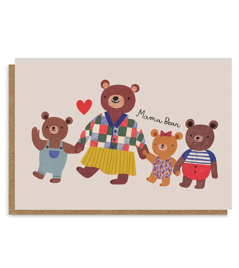 Mama Bear Greeting Card - Handmade Illustration by Daria Solak - Perfect for Mother's Day, Birthday & Thank You Gifts