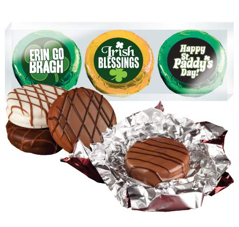St. Patrick's Day Chocolate Covered Cream Filled Sandwich Cookies Trio - Lucky Shamrock Treats for Parties, Gifts & Irish Celebrations