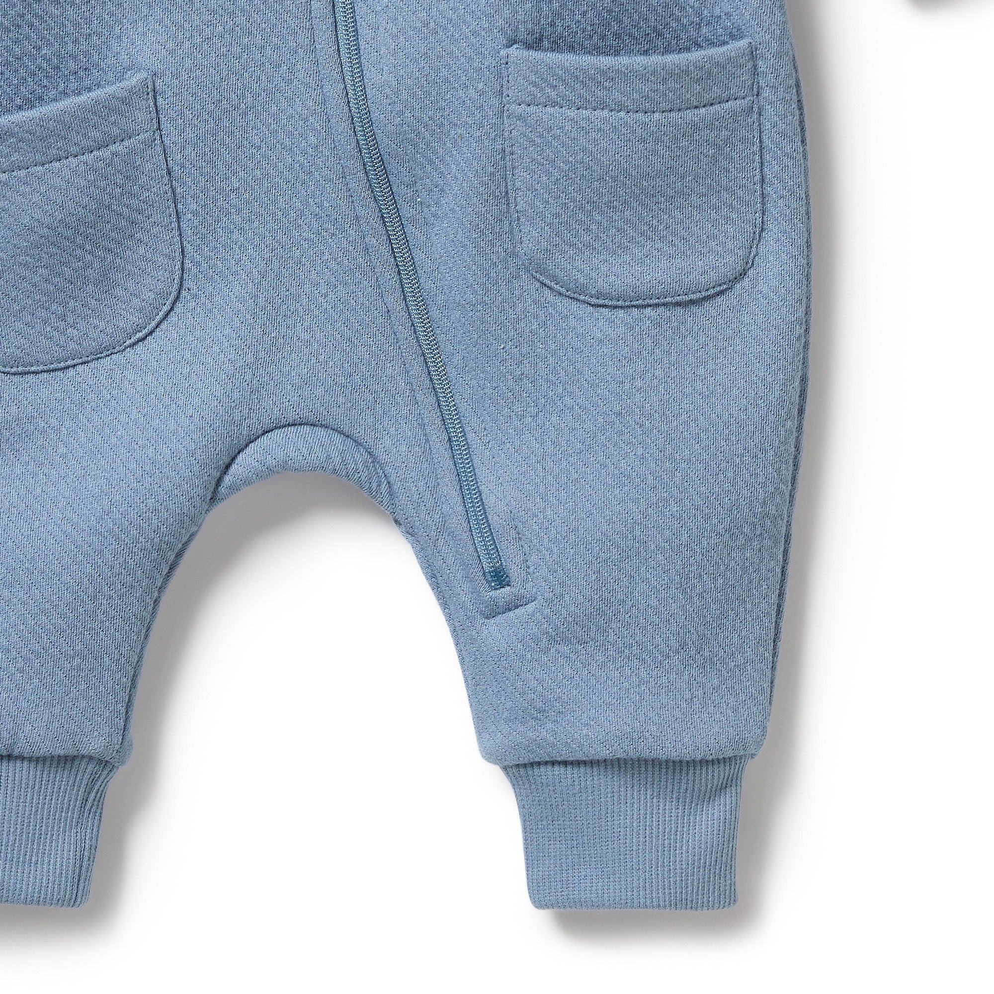 Storm Blue Organic Cotton Quilted Baby Growsuit - Soft & Breathable Infant Romper for Newborns (0-3 Months) - Perfect for Playtime, Naptime & Photo Shoots