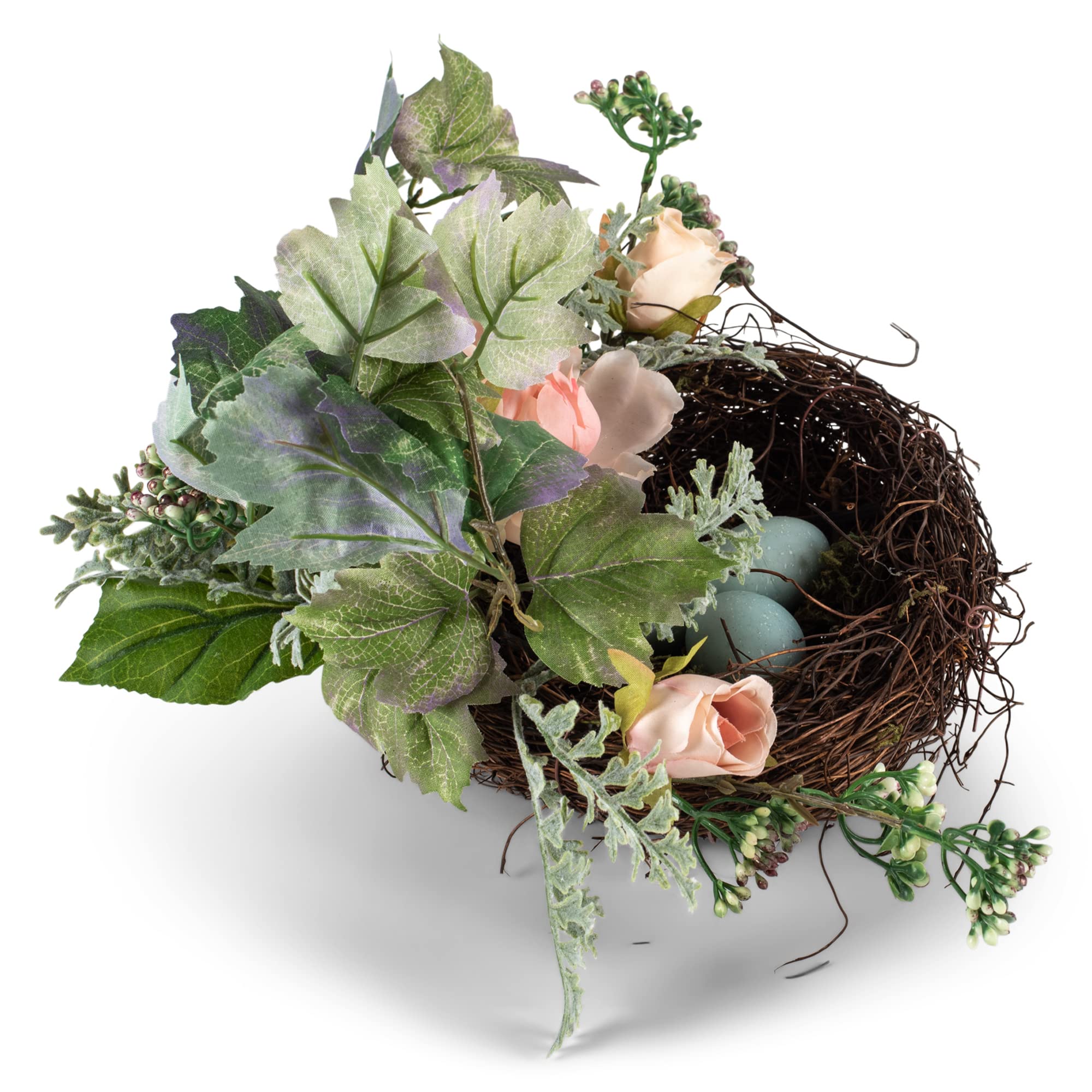 RAZ Imports Enchanted Easter 12-Inch Mixed Floral Nest - Perfect for Easter Decorations, Spring Home Decor, and Holiday Centerpieces