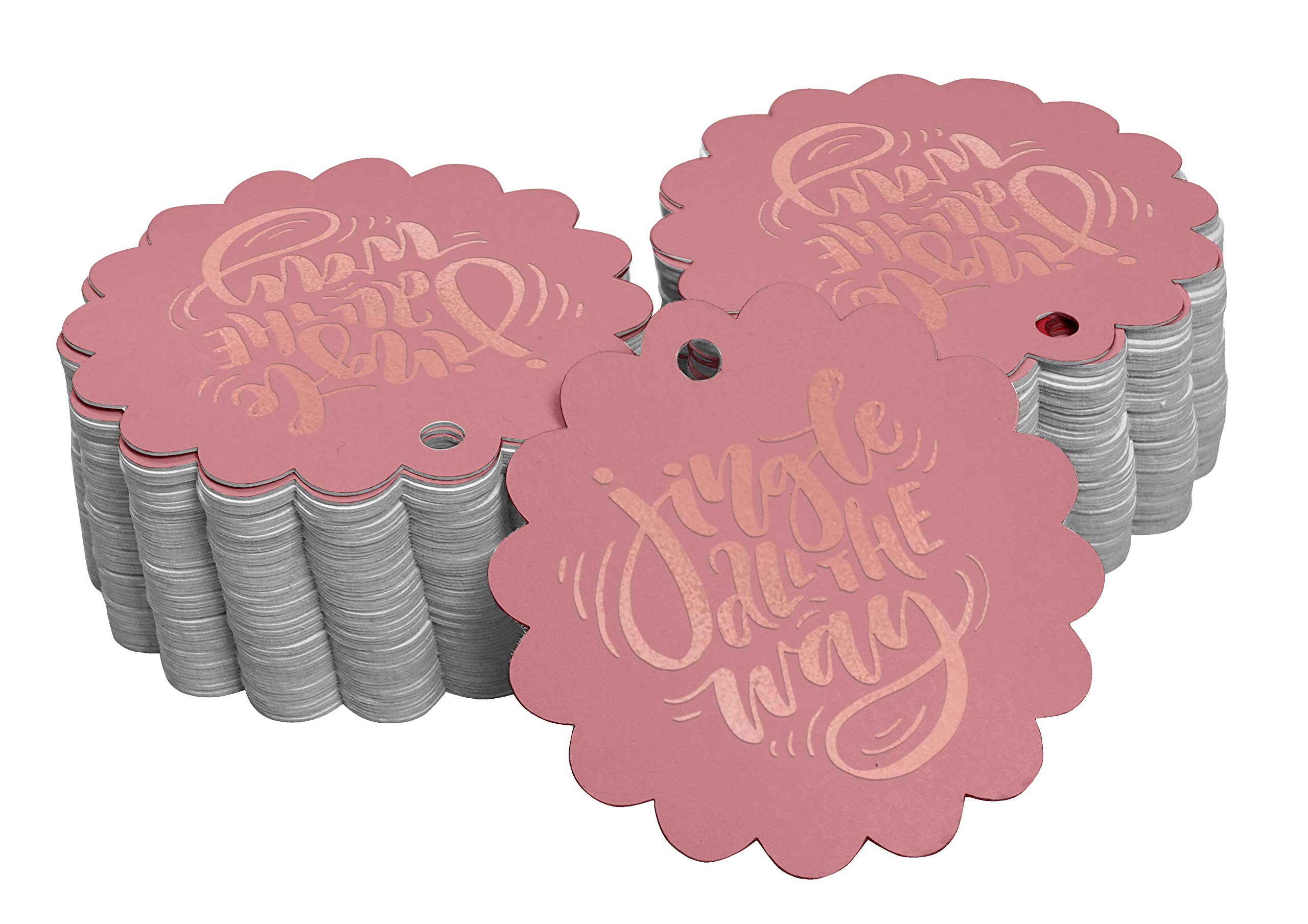 50 Pack Real Rose Gold Foil Christmas Gift Tags - Elegant Holiday Party Favor Tags for Presents, Stockings & Tree Decorations - Perfect for Christmas, Weddings & Special Events