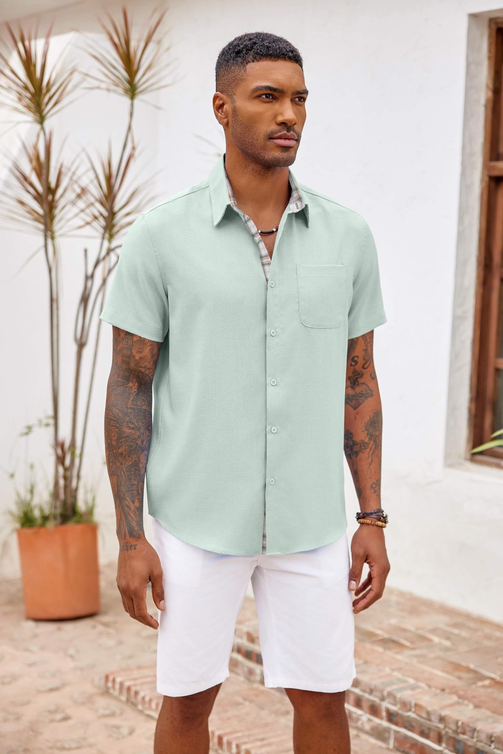 COOFANDY Men's Short Sleeve Casual Shirt for Summer & Beach