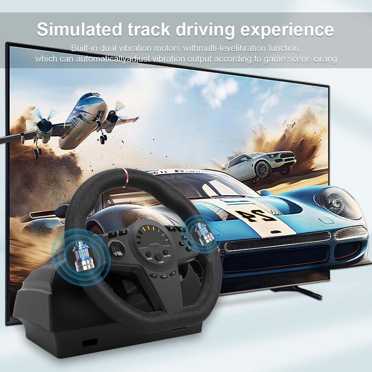 Universal USB Racing Wheel with Pedals - 270° for PS3/PS4/Xbox/Switch - Perfect for Driving Sims & Gaming