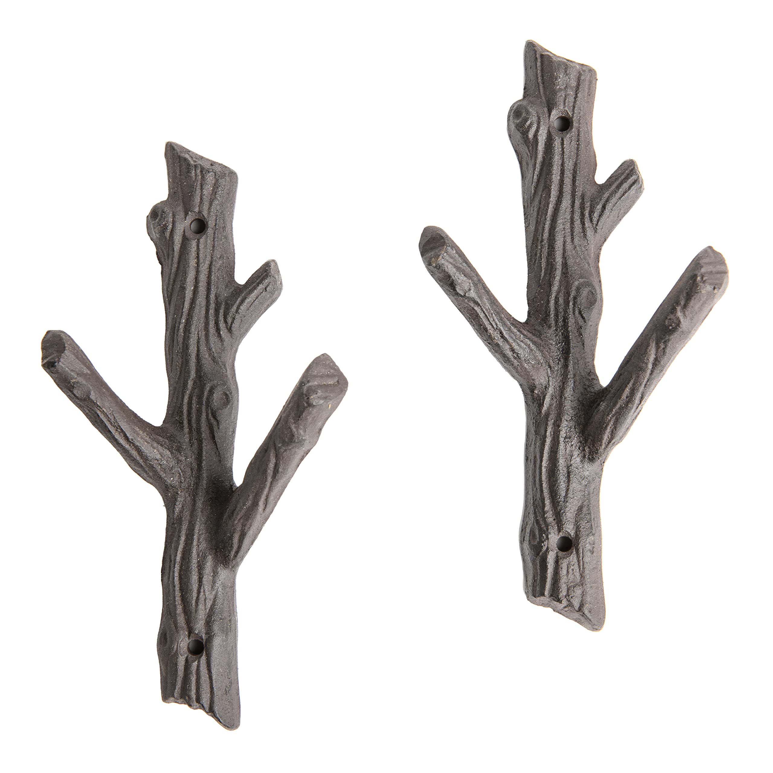 Giftcraft Set of 2 Tree Branch Wall Hooks - Heavy Duty Cast Iron Coat Rack for Towels, Jackets & Hats - Rustic Nature-Inspired Home Decor for Entryway, Bathroom & Bedroom Organization