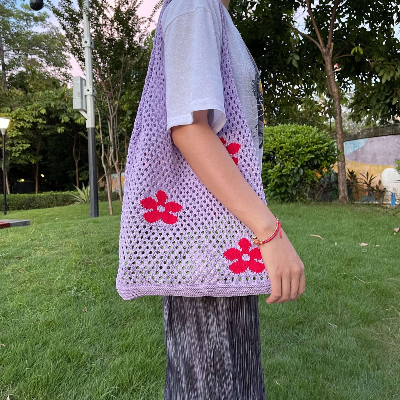 Crochet Beach Tote Bag for Women - Handmade Knit Summer Vacation Bag - Stylish & Durable Beach Accessory for Pool, Travel & Shopping