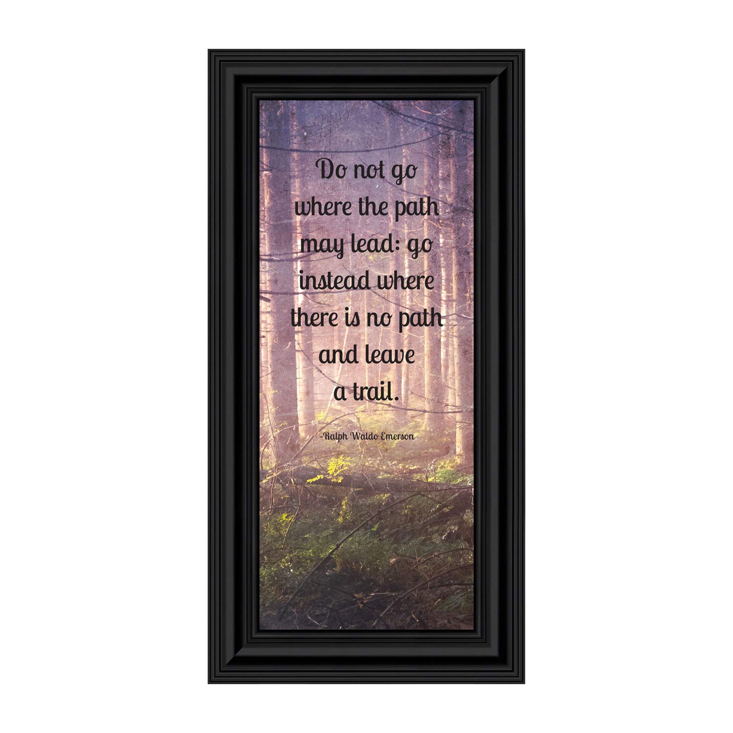 Motivational Wall Art with Emerson Quote - Inspirational Office Decor & Graduation Gifts for Boys (Framed 'Do Not Go Where The Path May Lead' Print) - Perfect for Home Office, Study Room & Dorm Decor