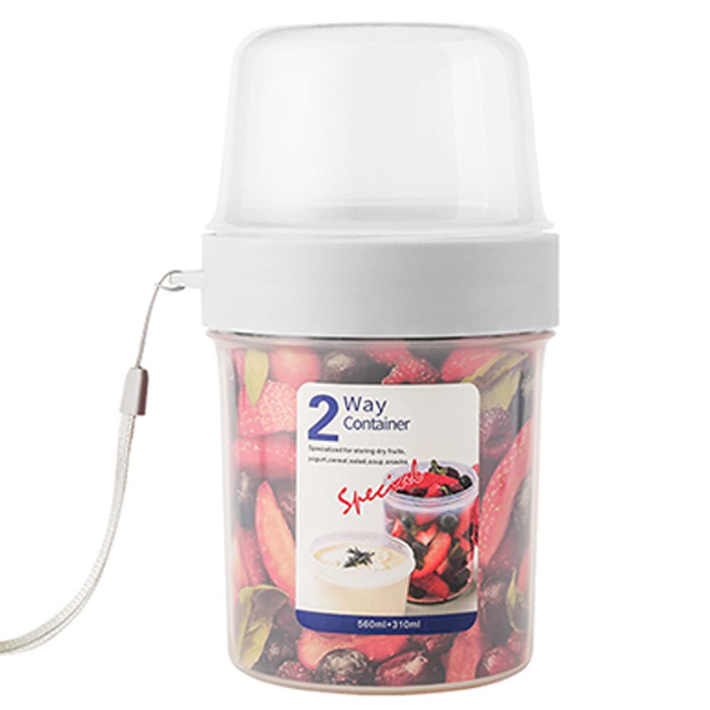 2-Way Leak-Proof Food Storage Container for Salads, Sauces, Fruits & Snacks - 560ml BPA-Free Plastic Lunch Box - Perfect for Meal Prep, Picnics & Office Lunches