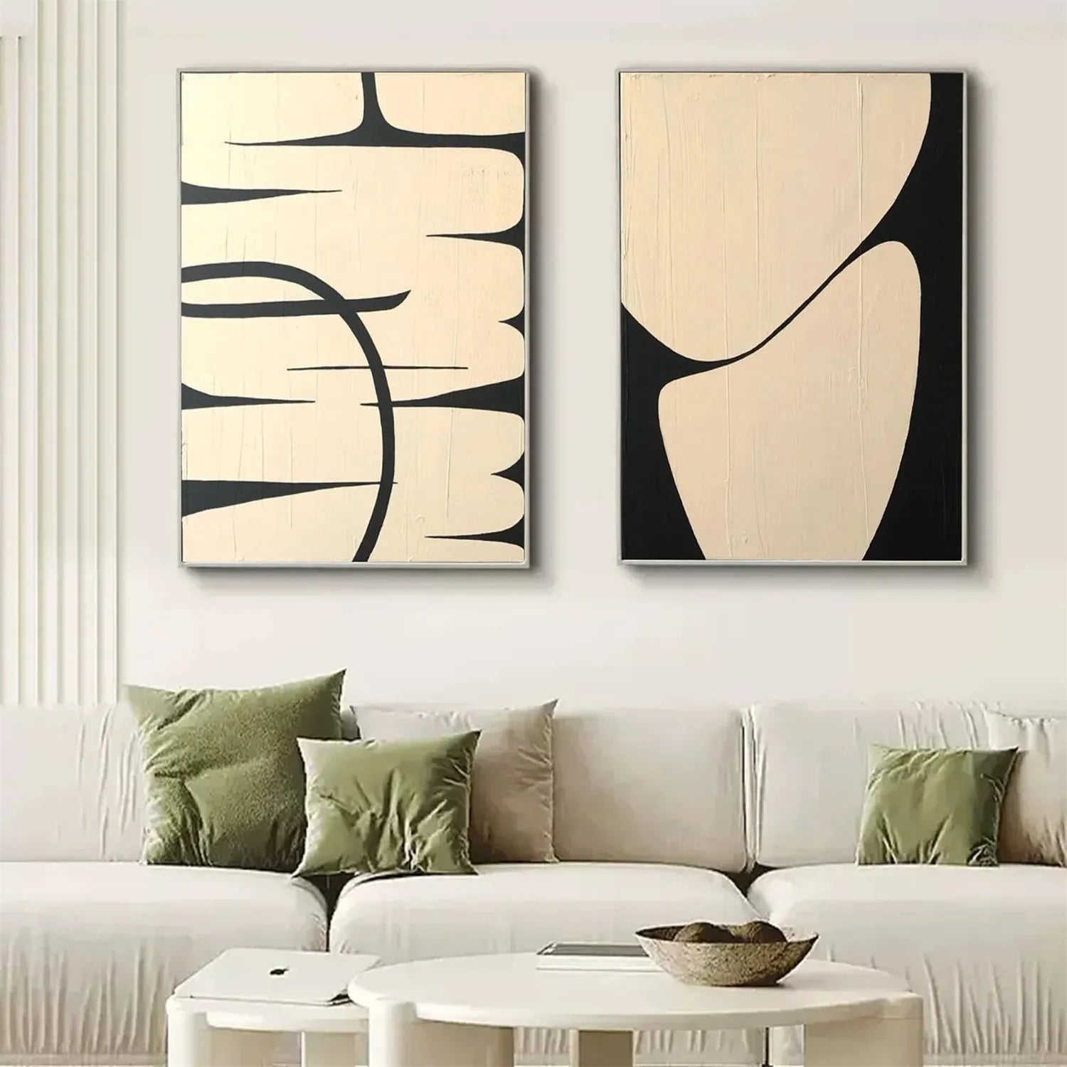 Abstract Tranquility Set of 2 Wall Art Paintings - Modern Minimalist Canvas Prints for Living Room, Bedroom & Office Decor #WS142