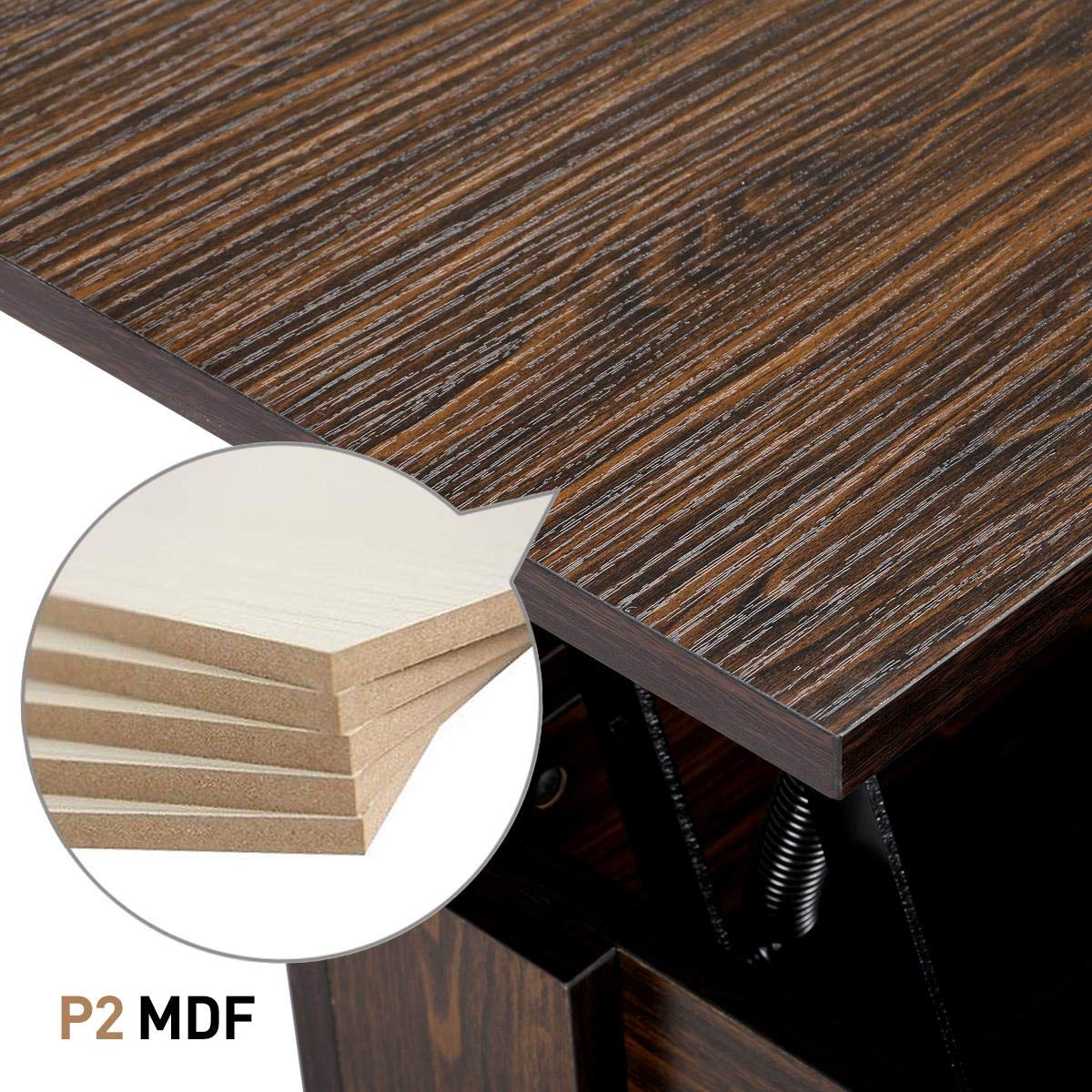 Topeakmart Lift Top Coffee Table with Hidden Storage - Espresso Finish Lift-Up Tea Table for Living Room, Office & Reception Areas - Perfect for Small Spaces & Multi-Functional Use
