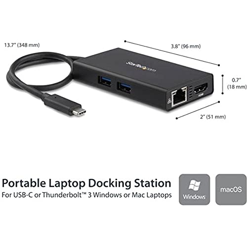 StarTech.com DKT30CHPD USB C Multiport Adapter with Power Delivery (PD) - 4K HDMI, Gigabit Ethernet, USB 3.0 Hub - Black - Perfect for MacBook Pro, Dell XPS & Home Office Setup
