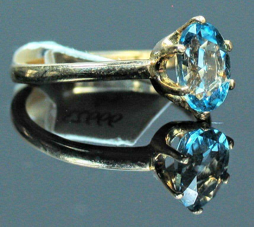 14K Solid Gold or Sterling Silver Swiss Blue Topaz Solitaire Ring - Yellow, White, Rose Gold Options - Custom Sizes 5-8 - Elegant Jewelry for Engagement, Anniversary & Special Occasions